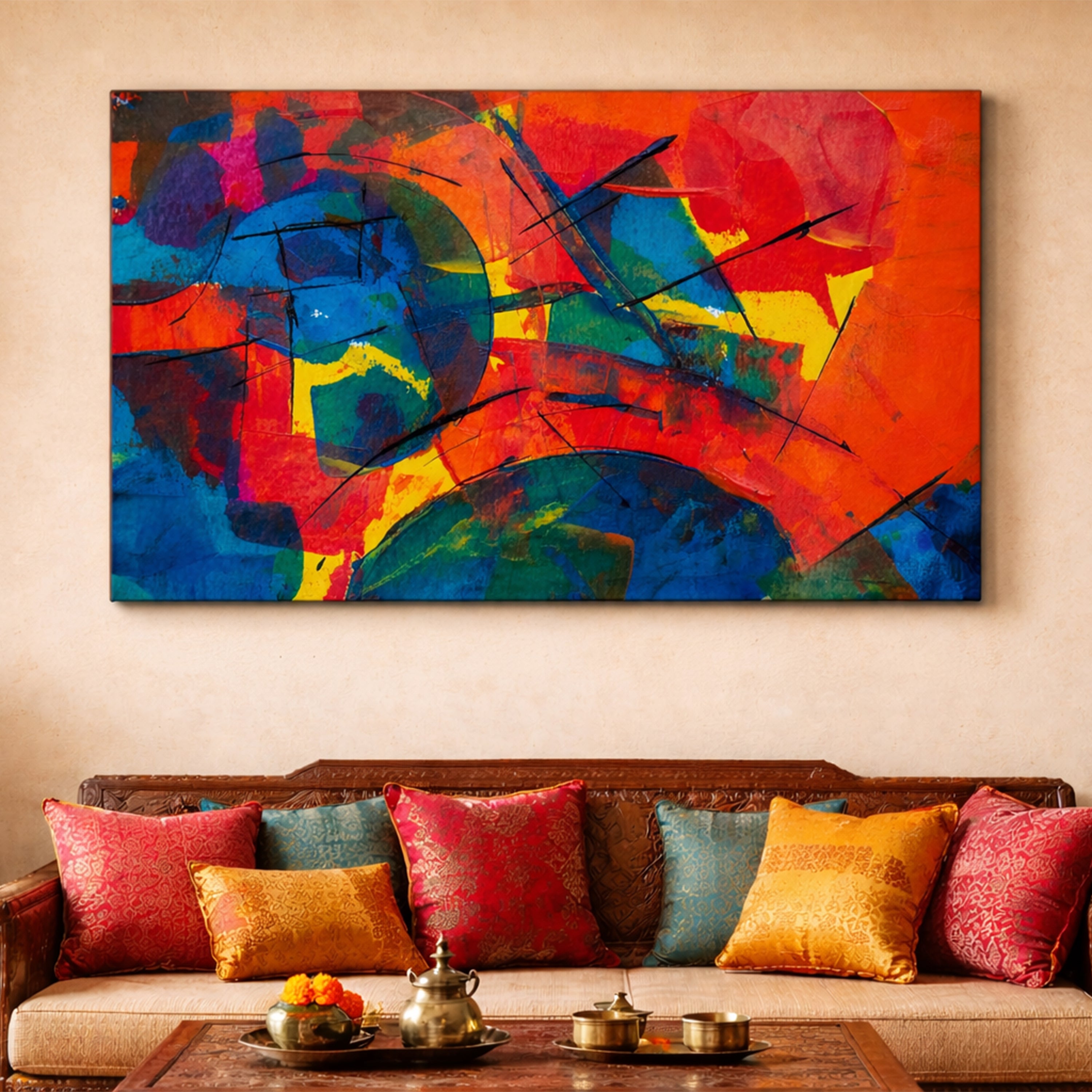 Vibrant Abstract Color Explosion Canvas Wall Art