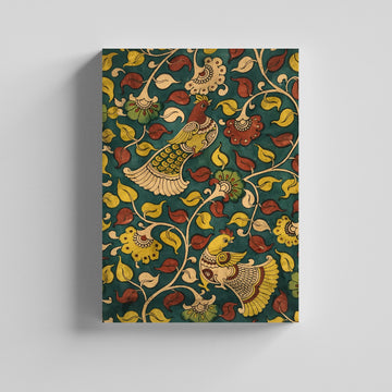 Birds & Nature Motif  Kalamkari Art Canvas Painting