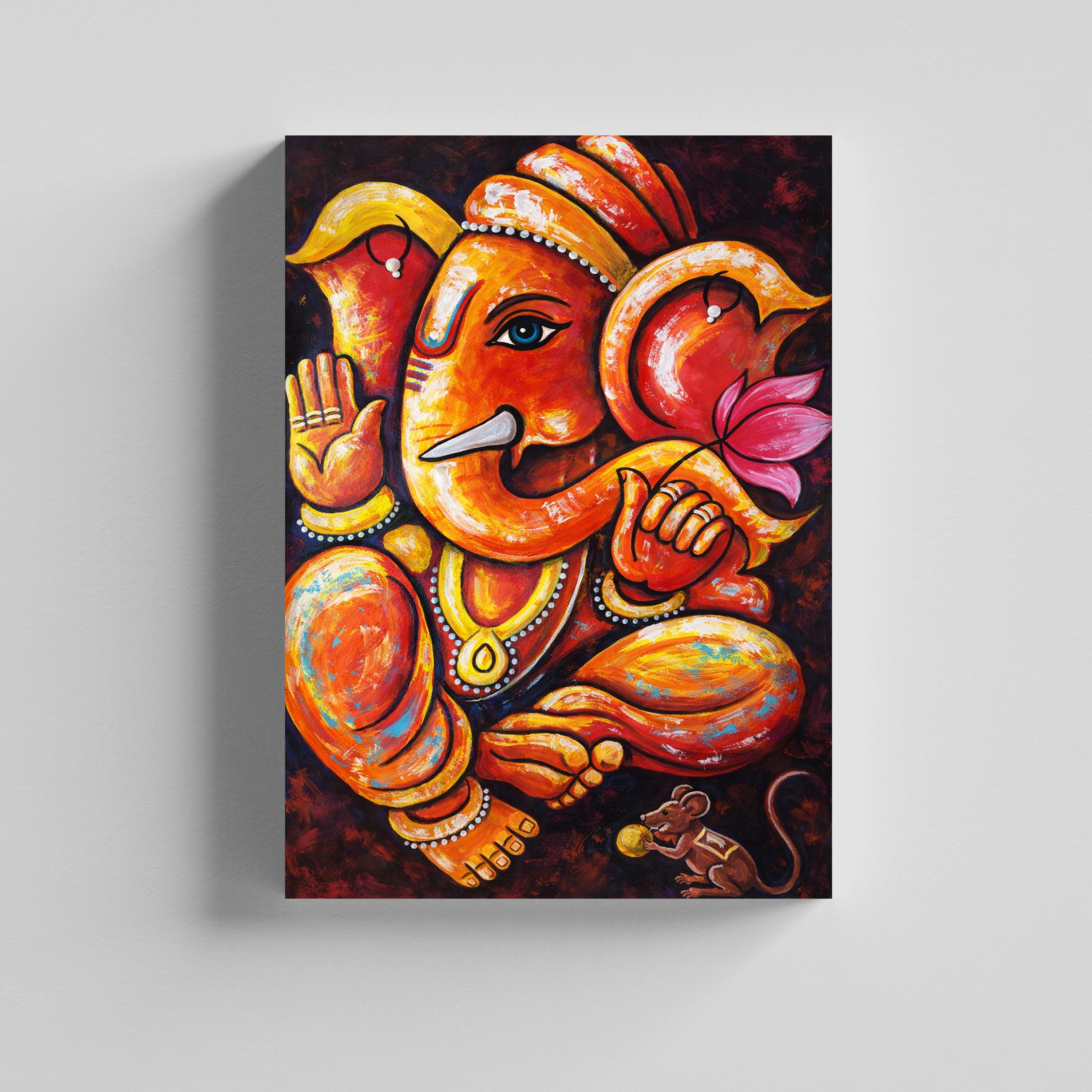Vibrant Lord Ganesha Blessings Canvas Painting