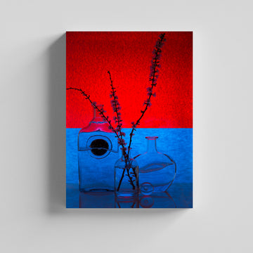 Crimson Stillness –  Floral Glass  Modern Wall Art Canvas