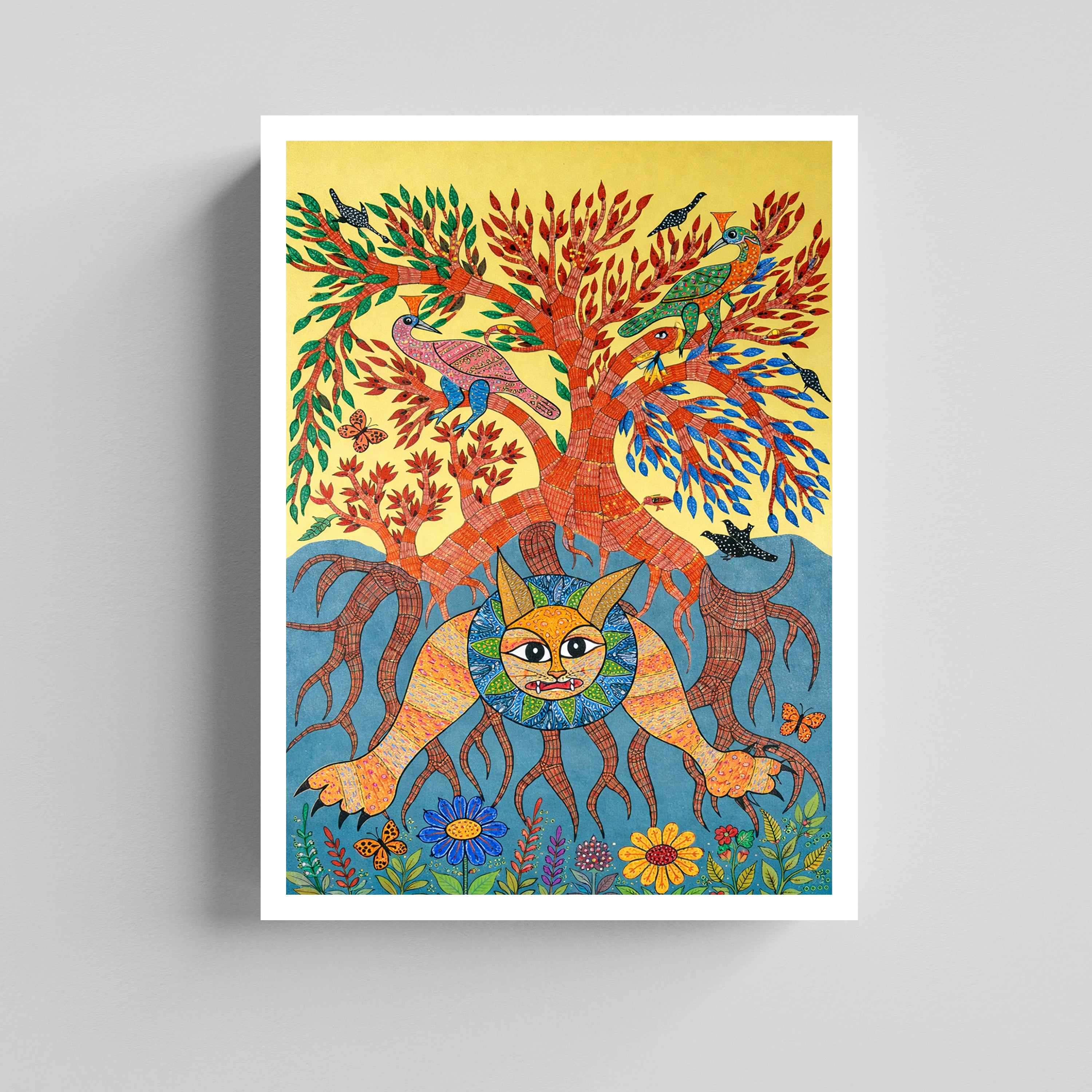 Mythical Tree Guardian Art Print Canvas Painting for Living Room