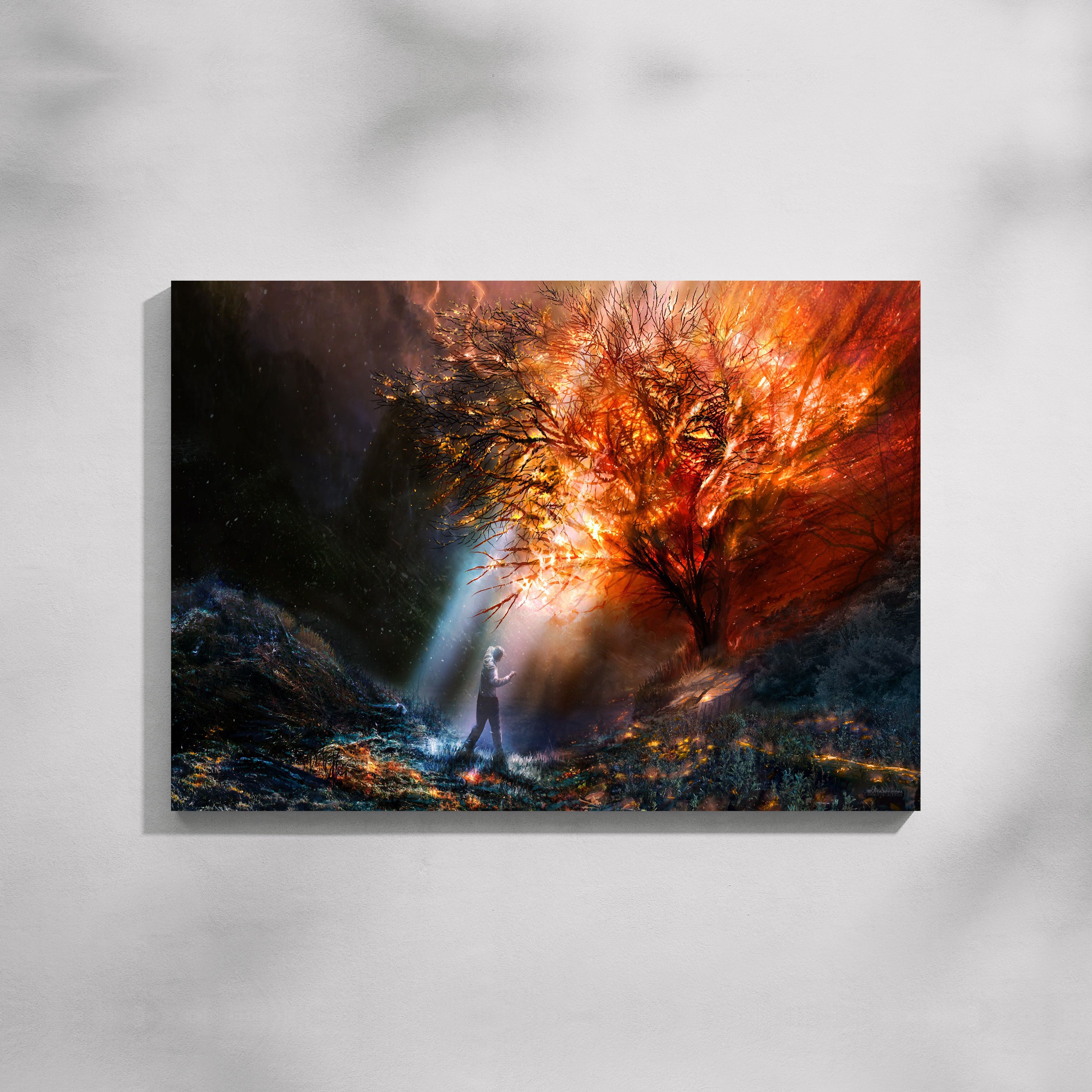 AwakenINg of Fire Symbolic Tree Landscapes Canvas Painting