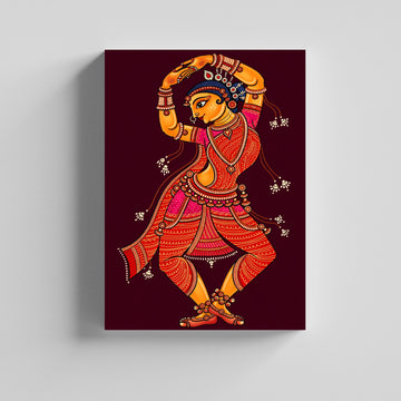 Classical Dancer Traditional Indian Folk Kalamkari Art Canvas Painting
