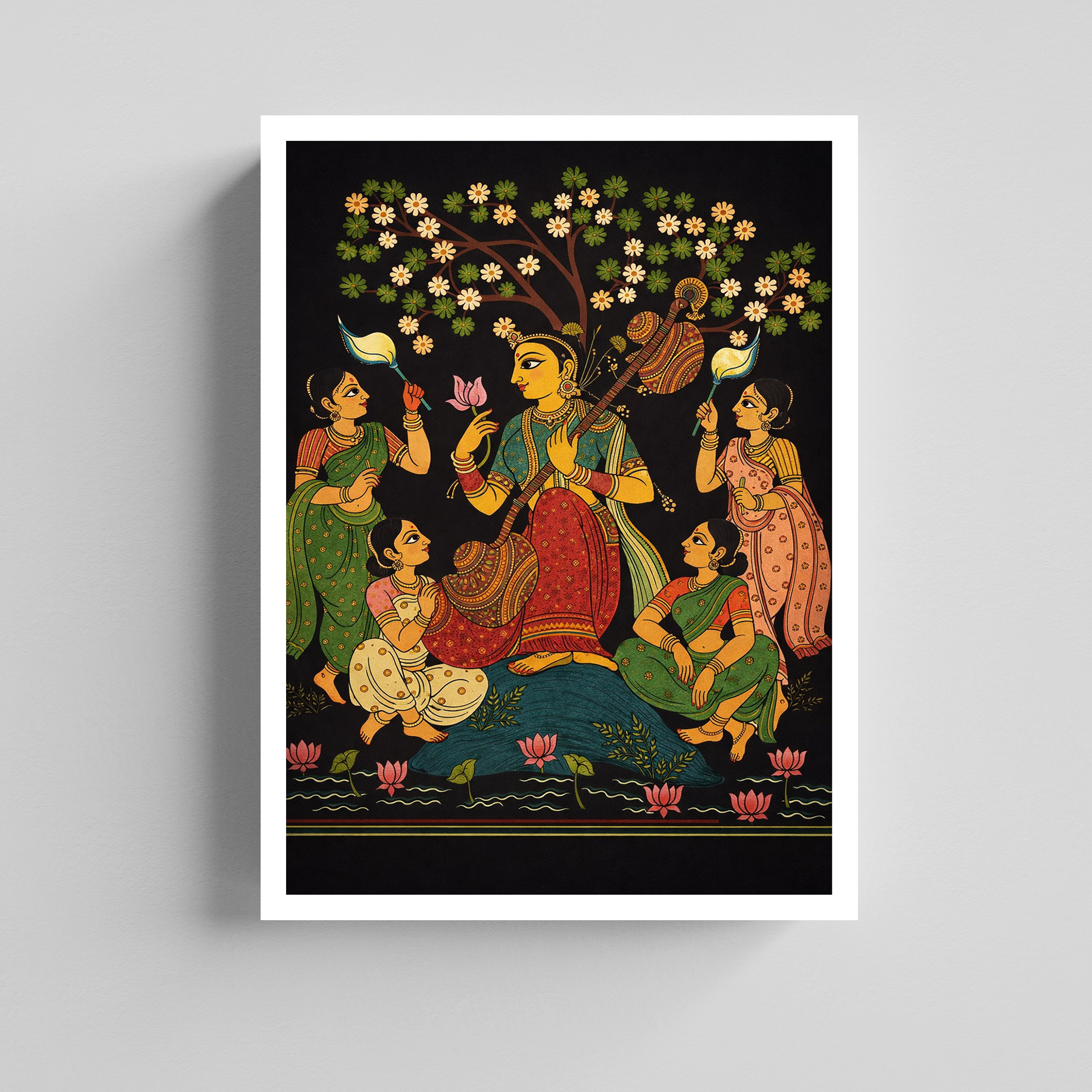 Krishna Raas Leela Kalamkari Art Canvas Painting