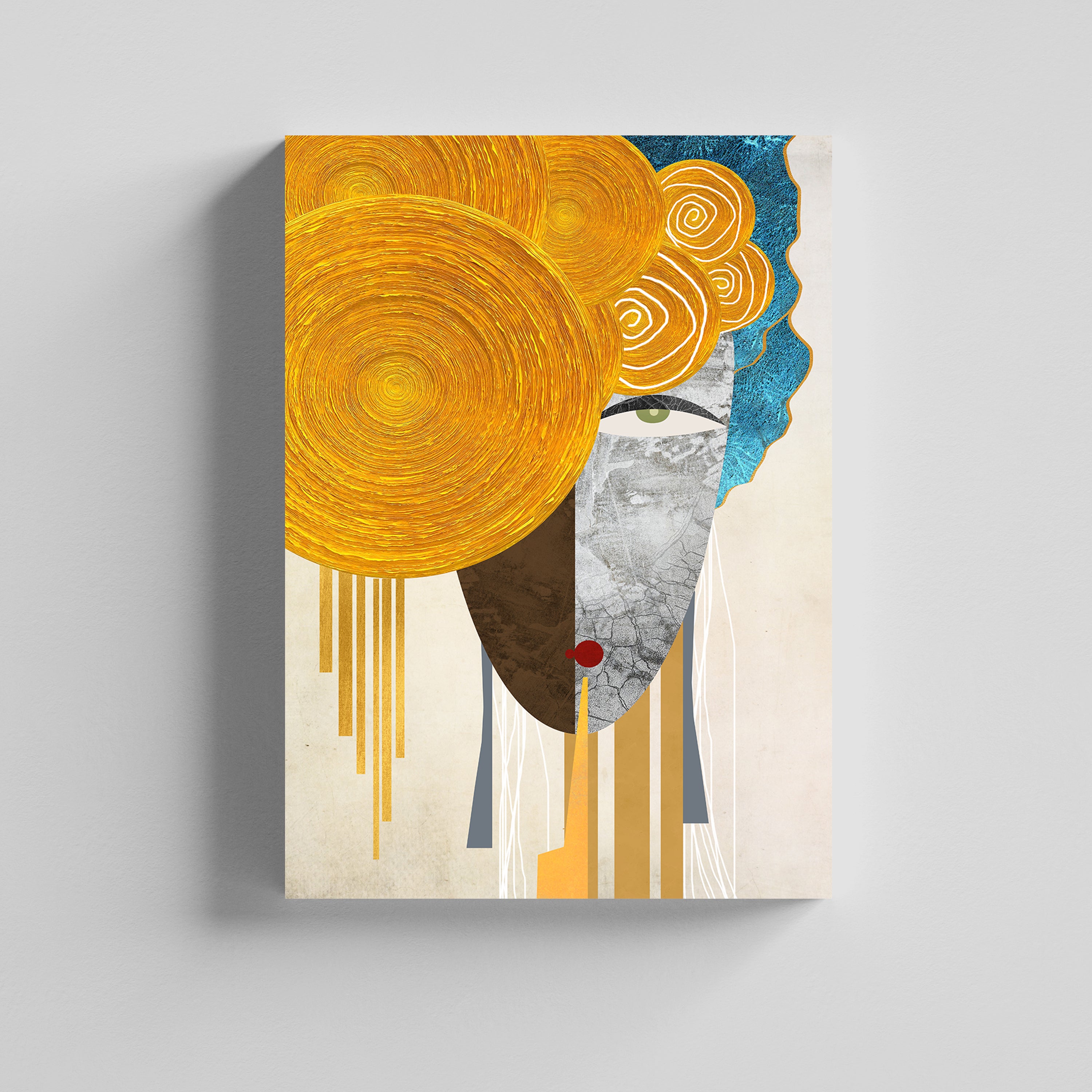 Golden Harmony Abstract Face Canvas Painting