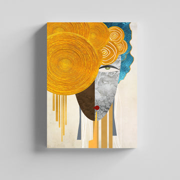 Golden Harmony Abstract Face Canvas Painting