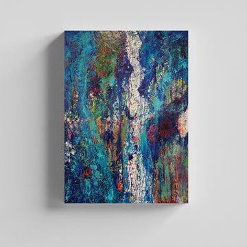 Midnight Cascade Textured Blue  Abstract Canvas Art