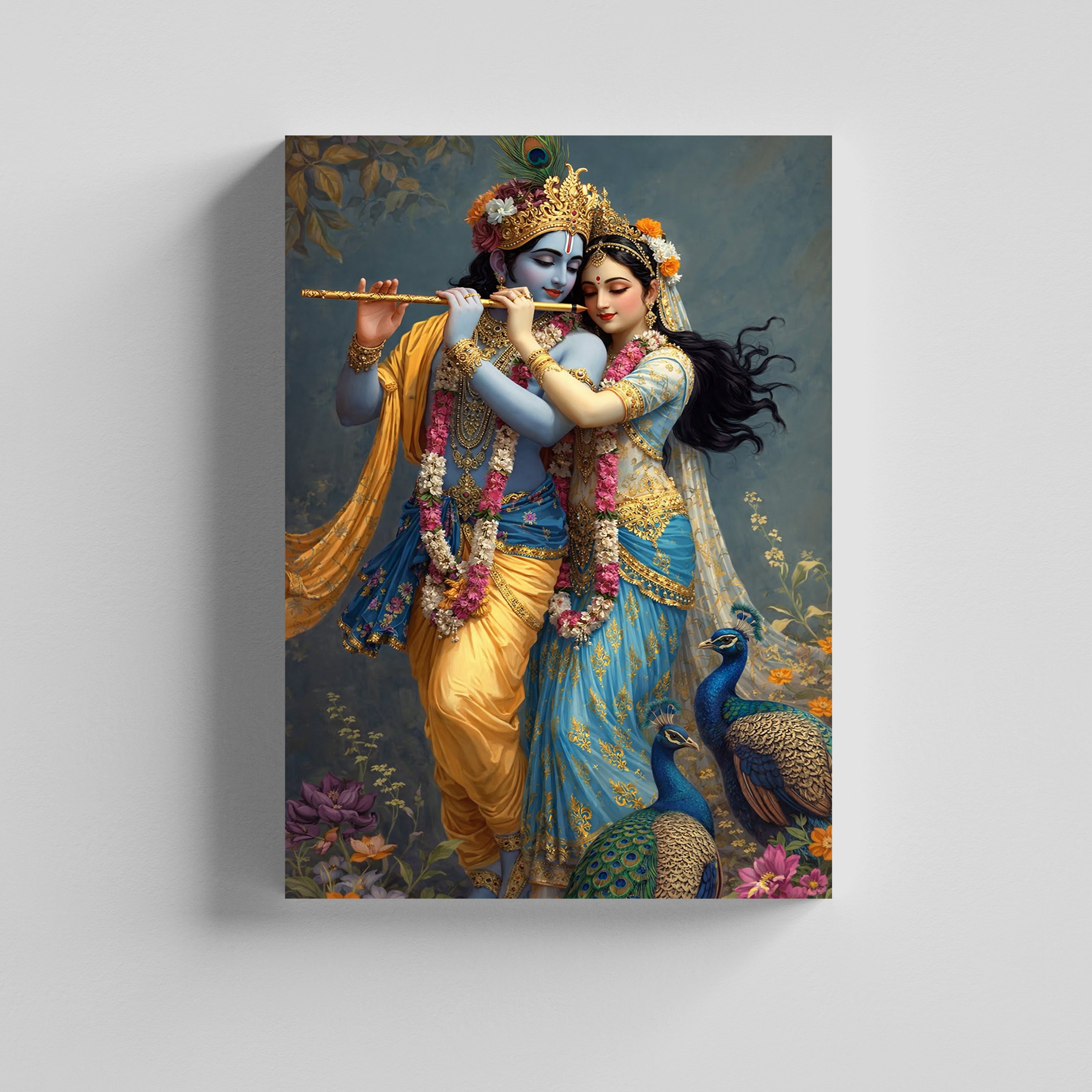 Radha Krishna Flute Canvas Painting