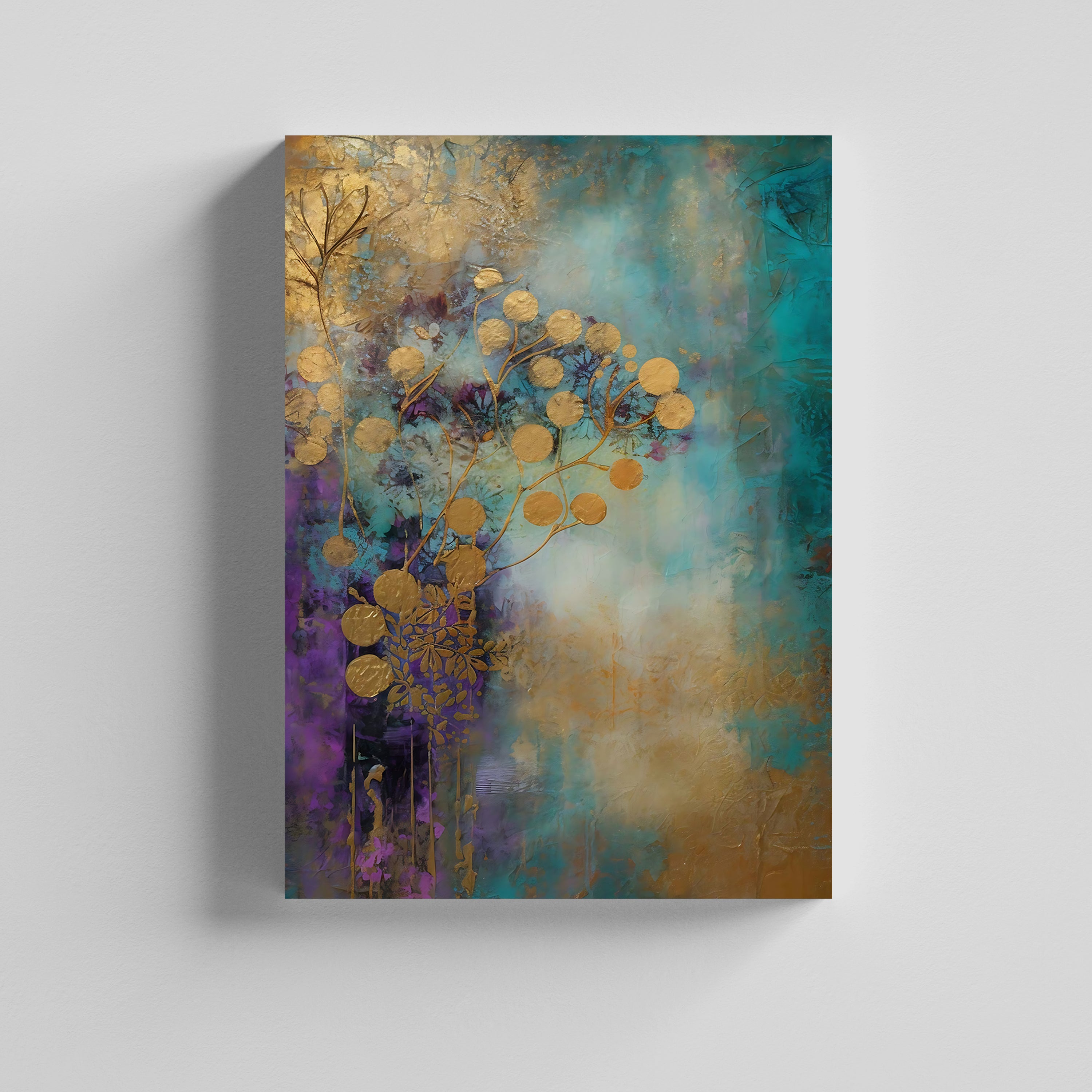 Golden Botanical Abstract Canvas Painting