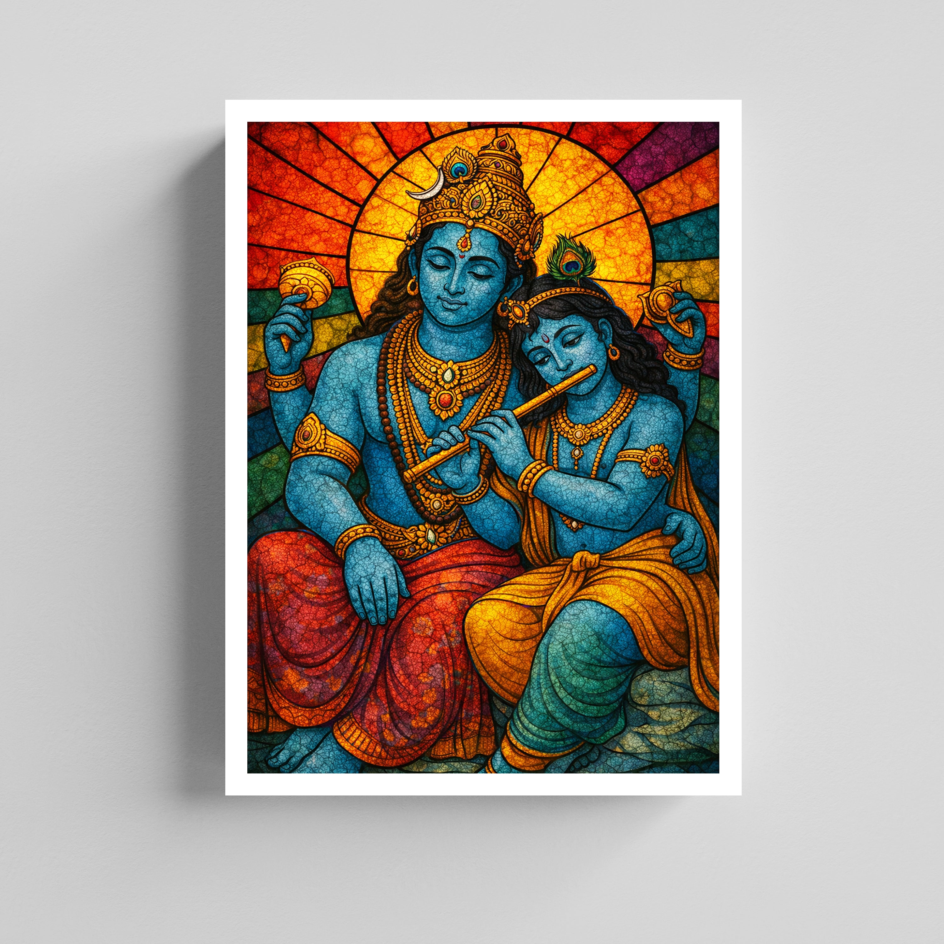 Divine  Krishna Flute Canvas Painting