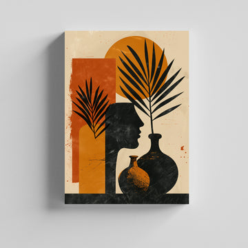 Abstract Botanical Silhouette Painting Canvas Boho Art