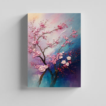 Textured Cherry Blossom Tree Floral Art Canvas Painting