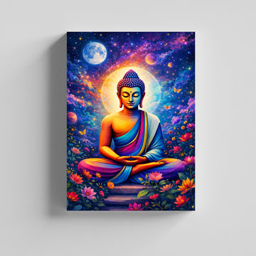Cosmic Buddha Meditation Canvas Painting