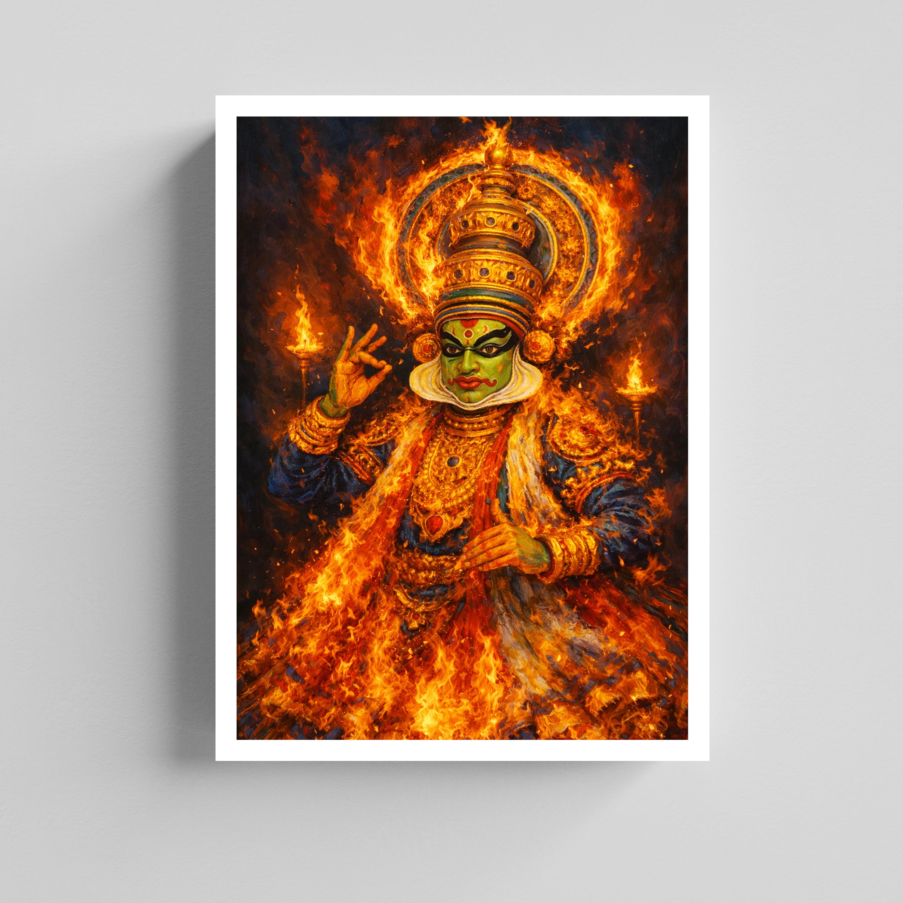 Divine Theyyam Fire God Canvas Painting