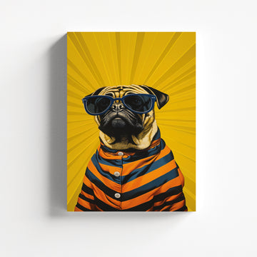 Cool Pug Pop Art Canvas Painting – Modern Dog Wall Art