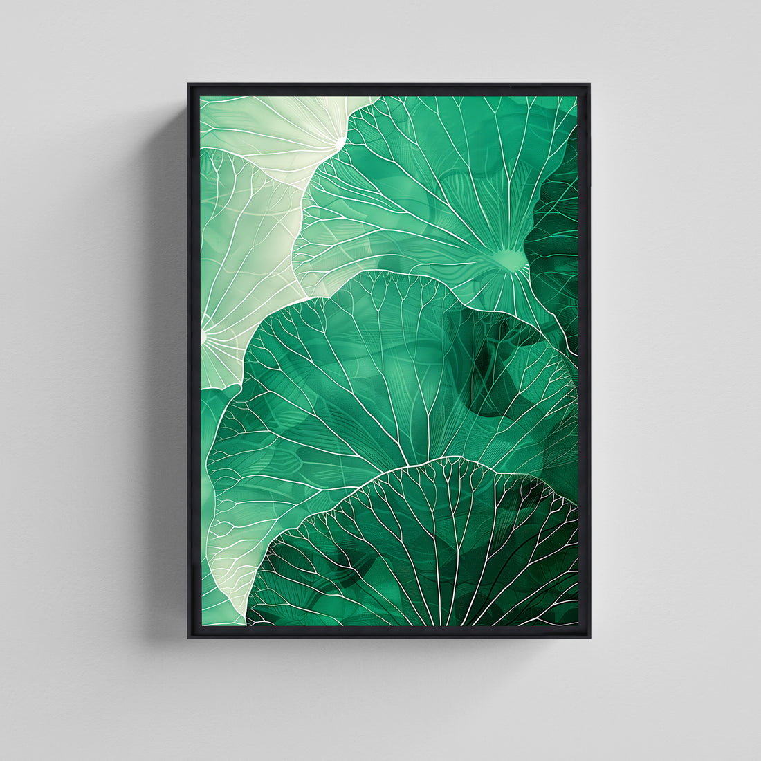 Modern Green Lotus Leaf Floral Art Canvas Painting