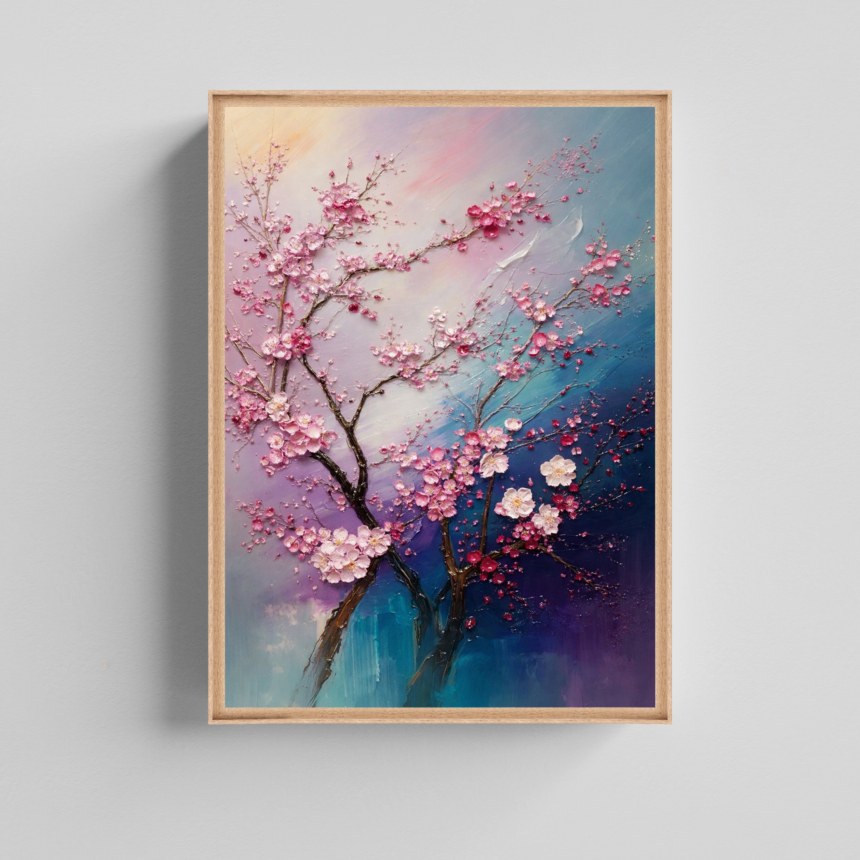 Textured Cherry Blossom Tree Floral Art Canvas Painting