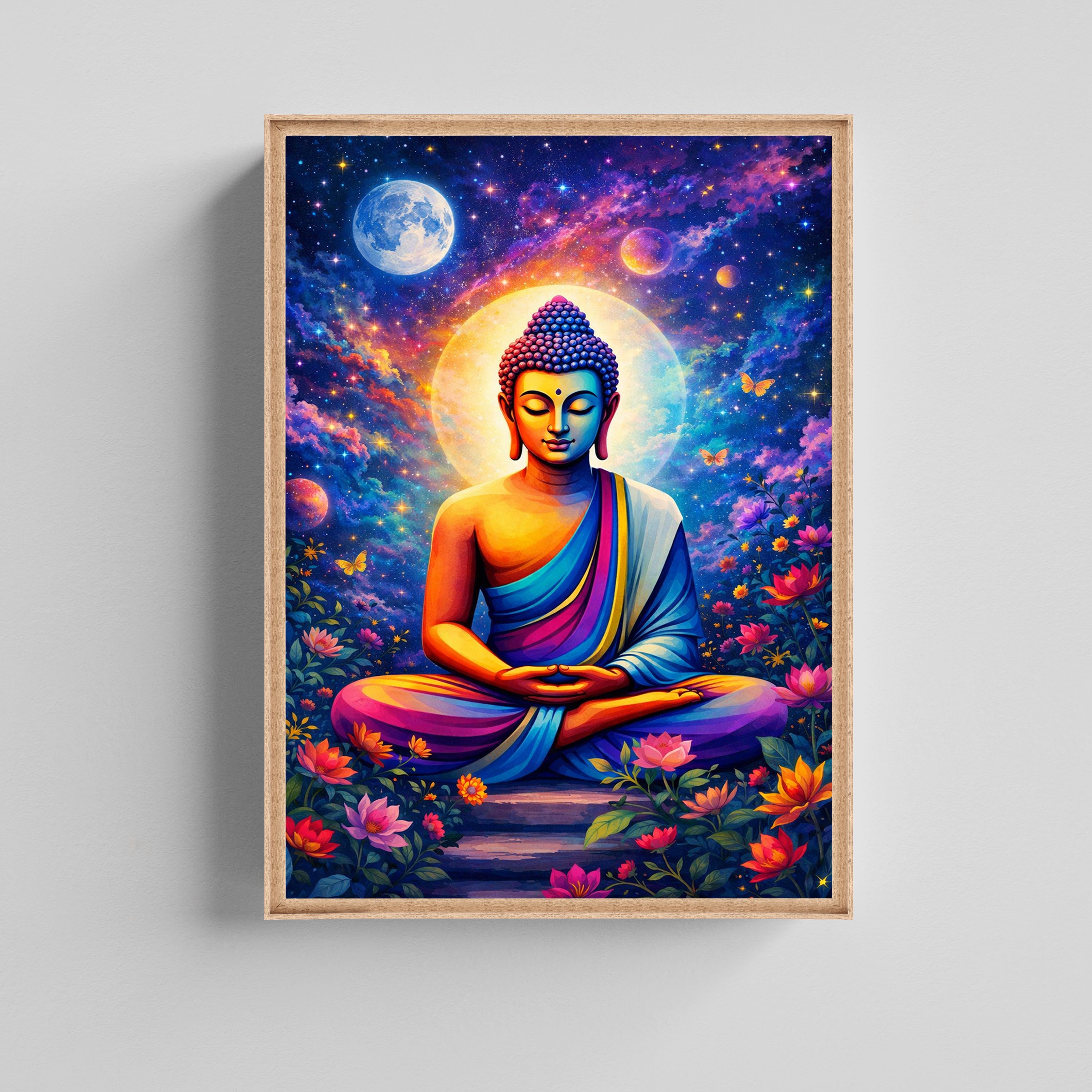 Cosmic Buddha Meditation Canvas Painting