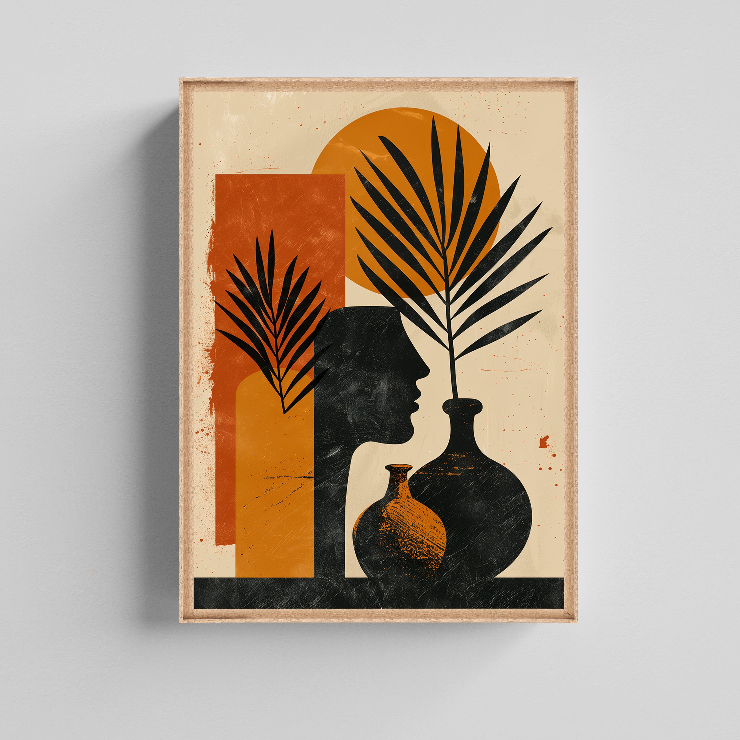 Abstract Botanical Silhouette Painting Canvas Boho Art