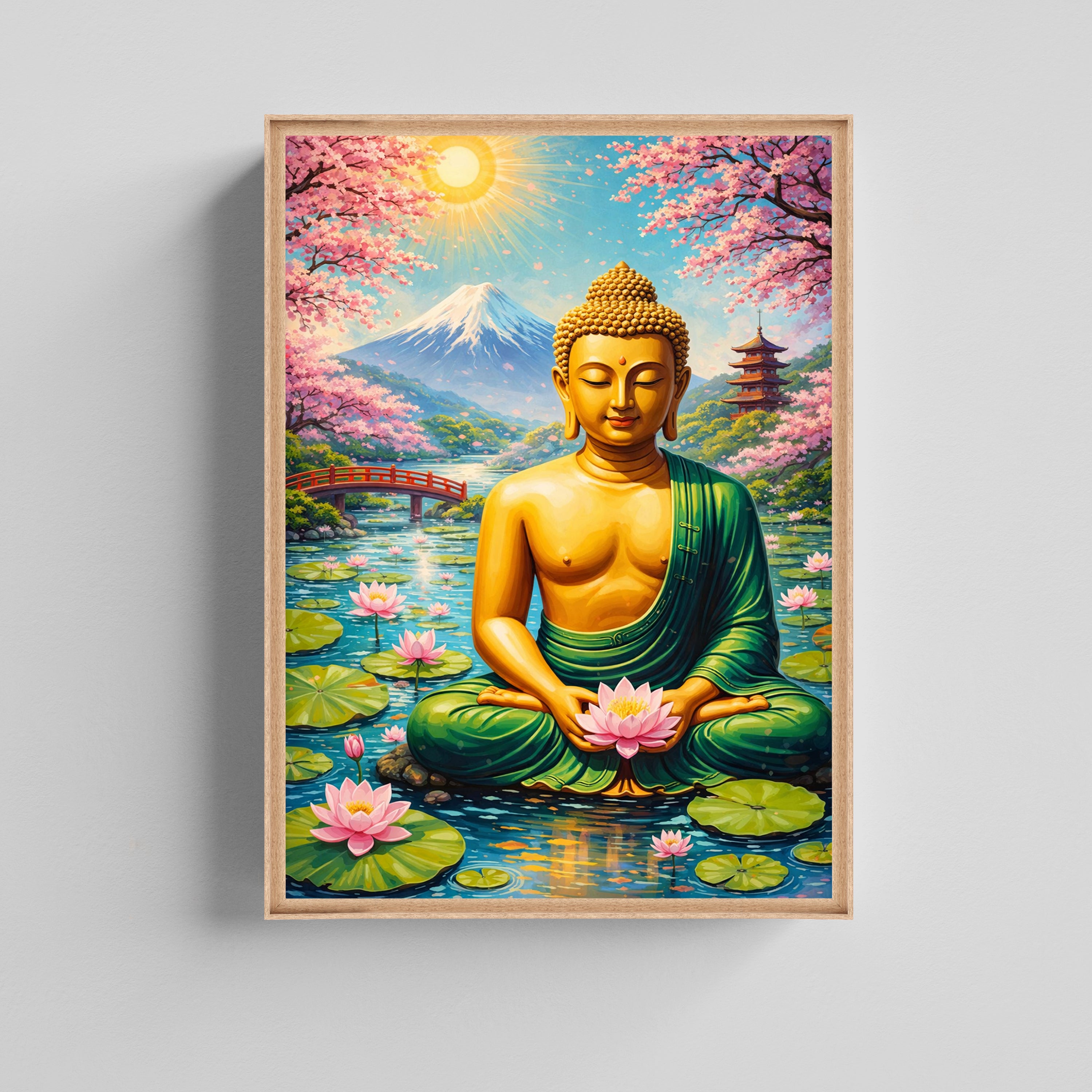 Meditating Buddha Lotus Canvas Painting