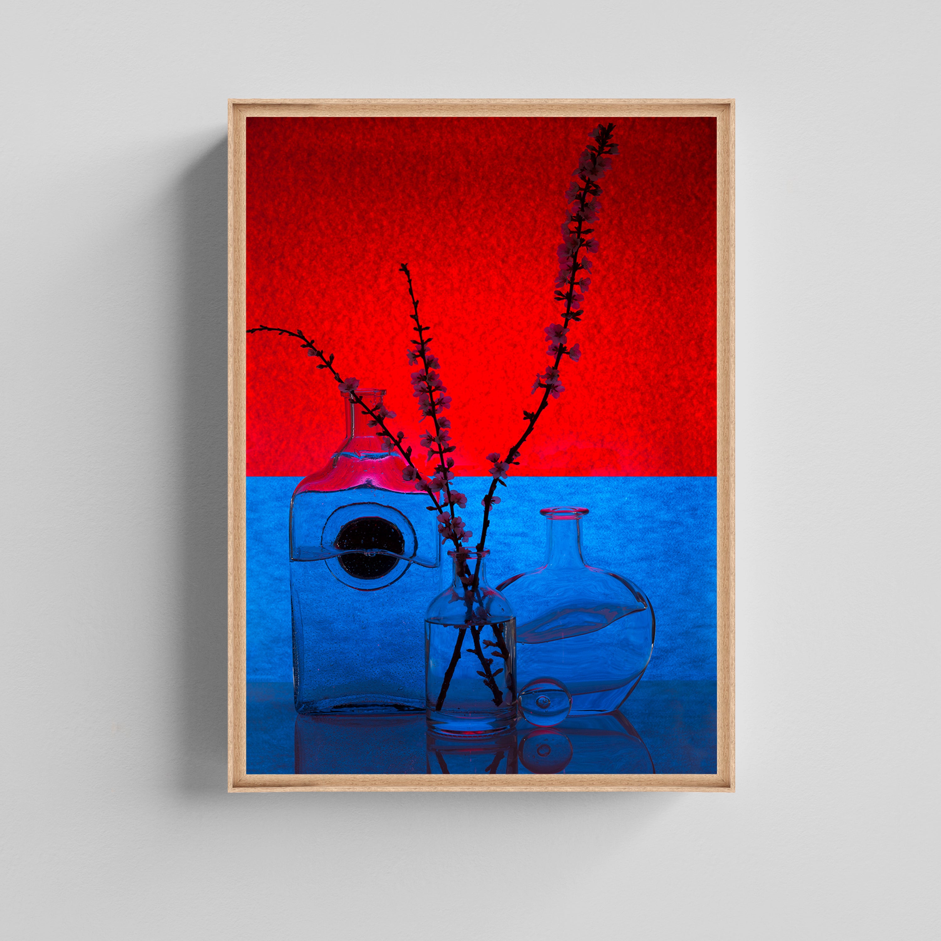 Crimson Stillness –  Floral Glass  Modern Wall Art Canvas