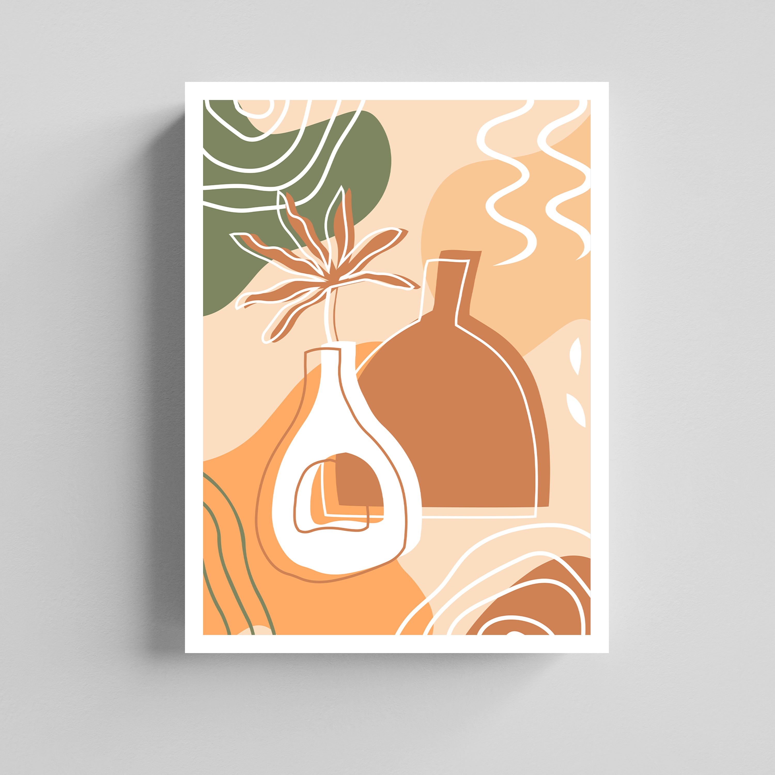 Abstract Vase Botanical Painting Canvas Boho Art