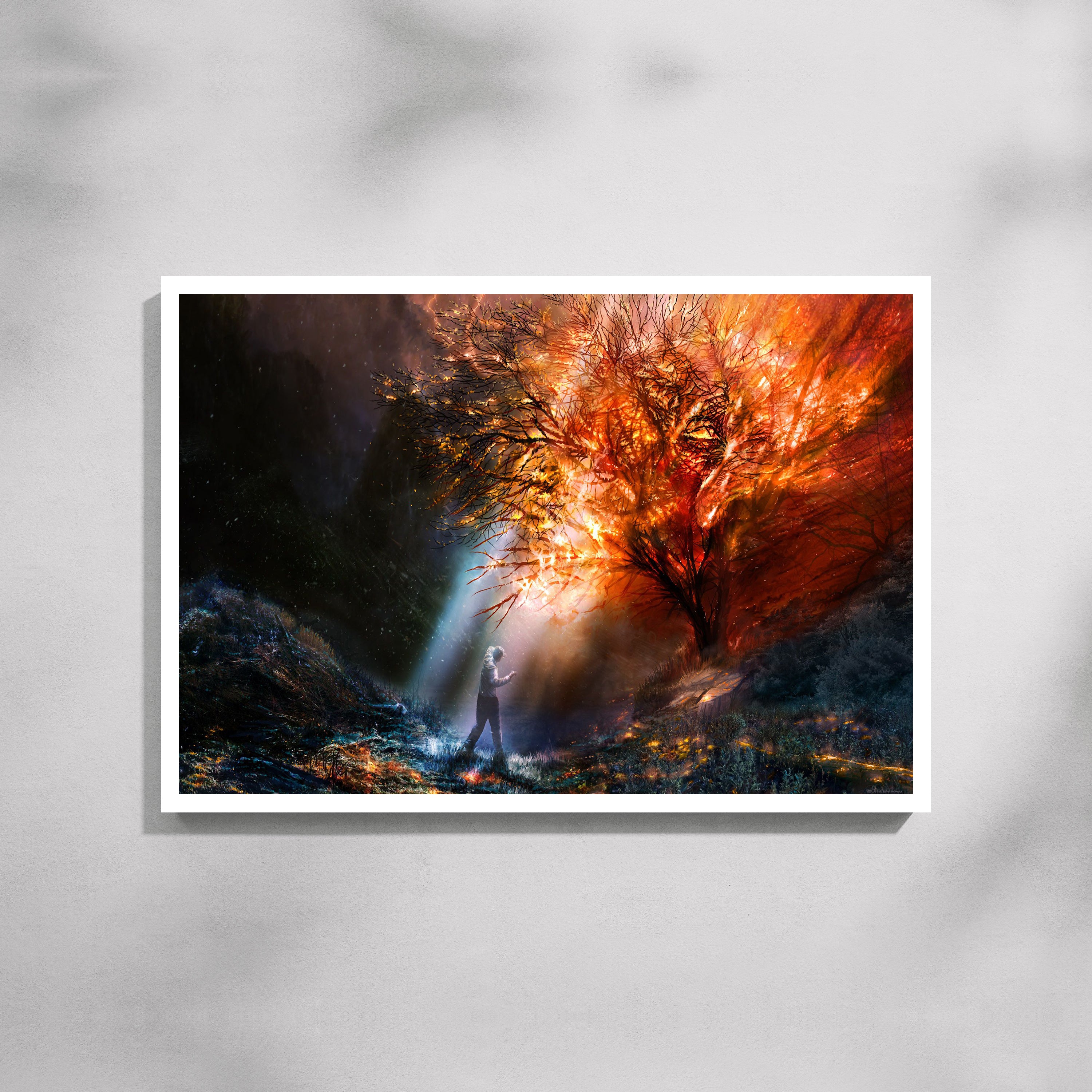 AwakenINg of Fire Symbolic Tree Landscapes Canvas Painting