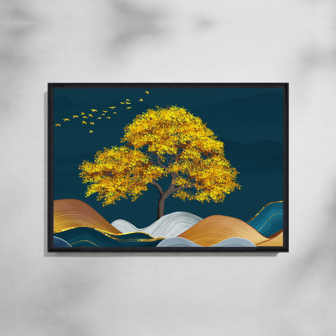 Golden Stillness Tree of Life Morden Art Canvas Painting