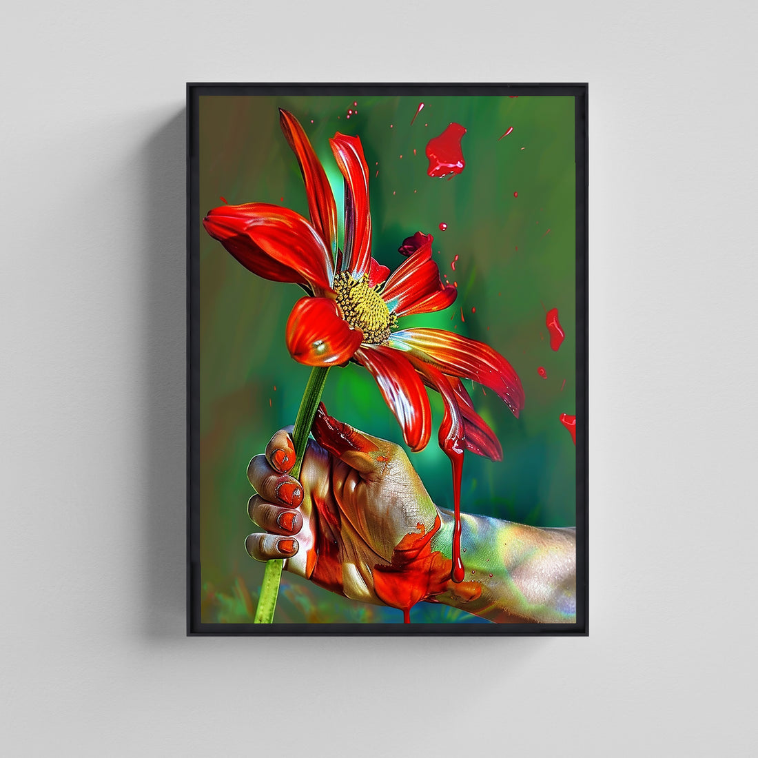Crimson Bloom –  Floral Abstract Wall Art Canvas