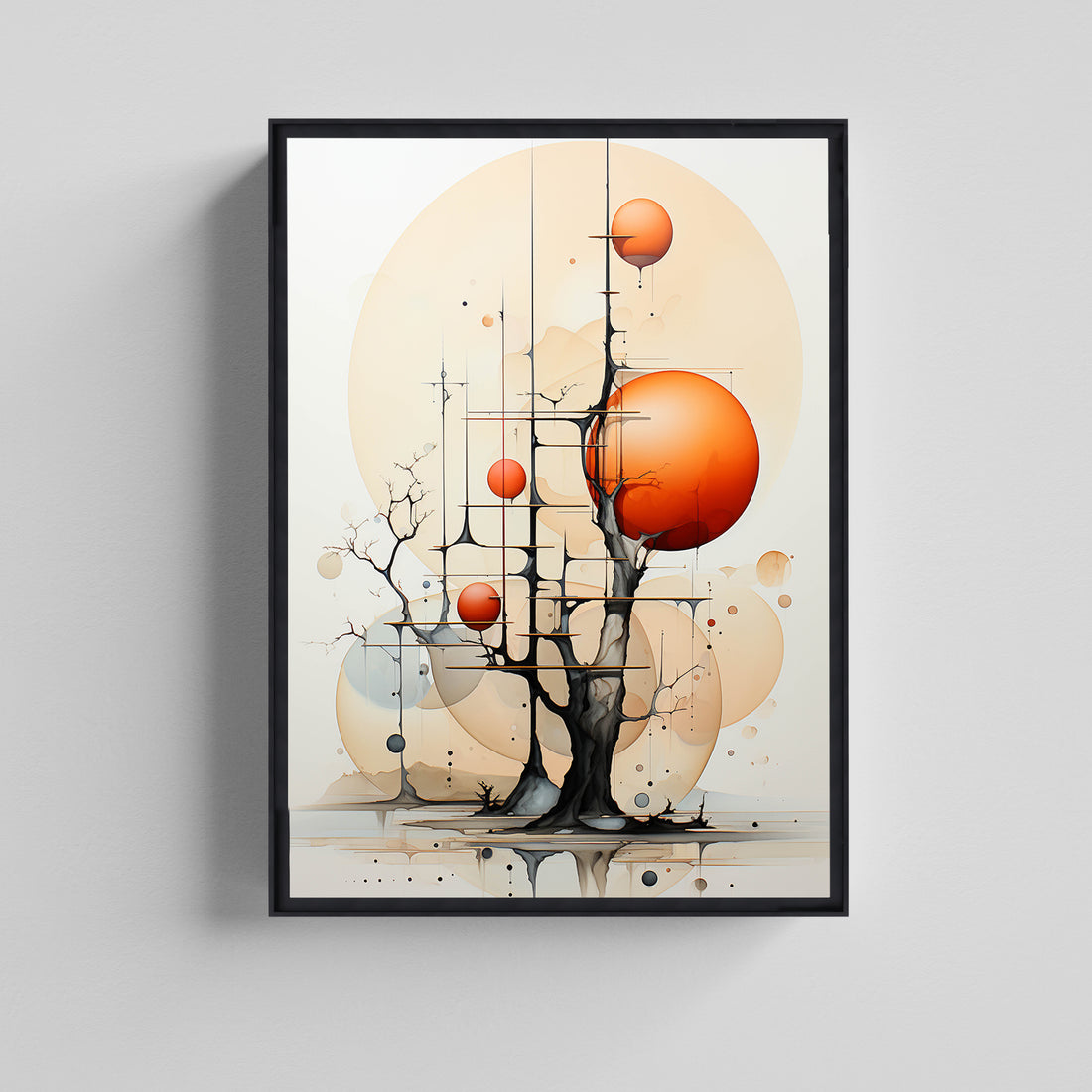 Celestial Orchard: Surrealist  Modern Tree Wall Art Canvas