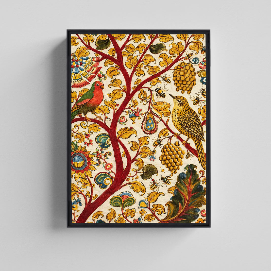 Traditional Birds & Nature Motif Kalamkari Art Canvas Painting