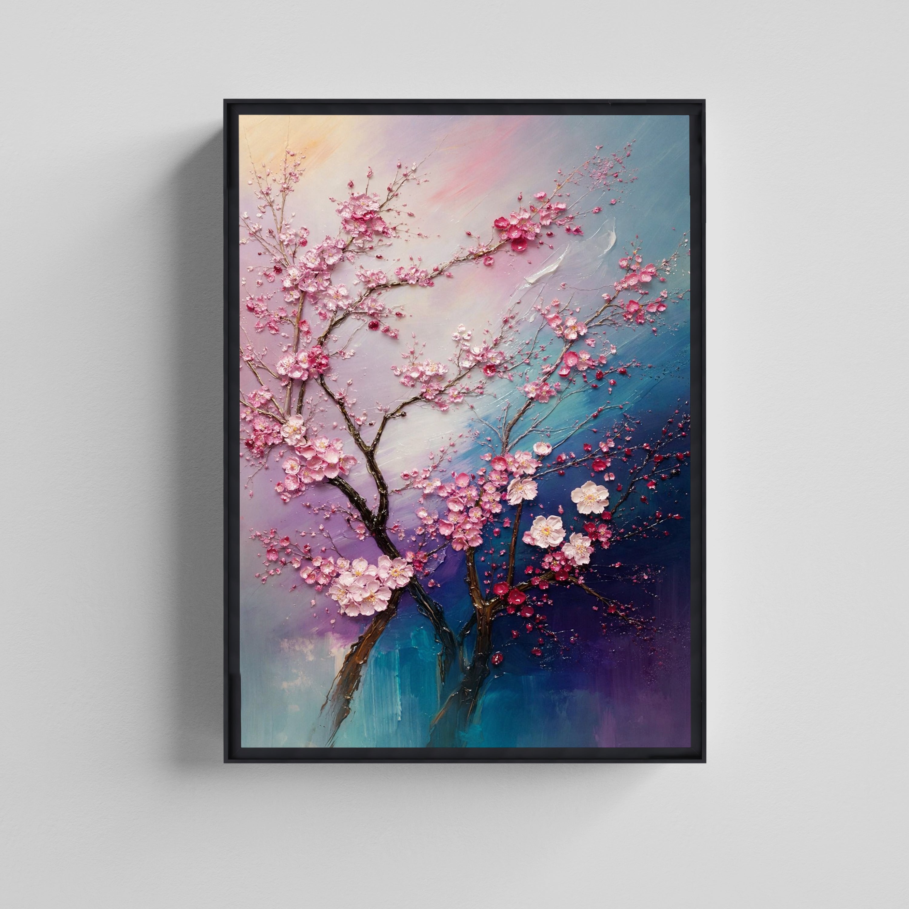 Textured Cherry Blossom Tree Floral Art Canvas Painting
