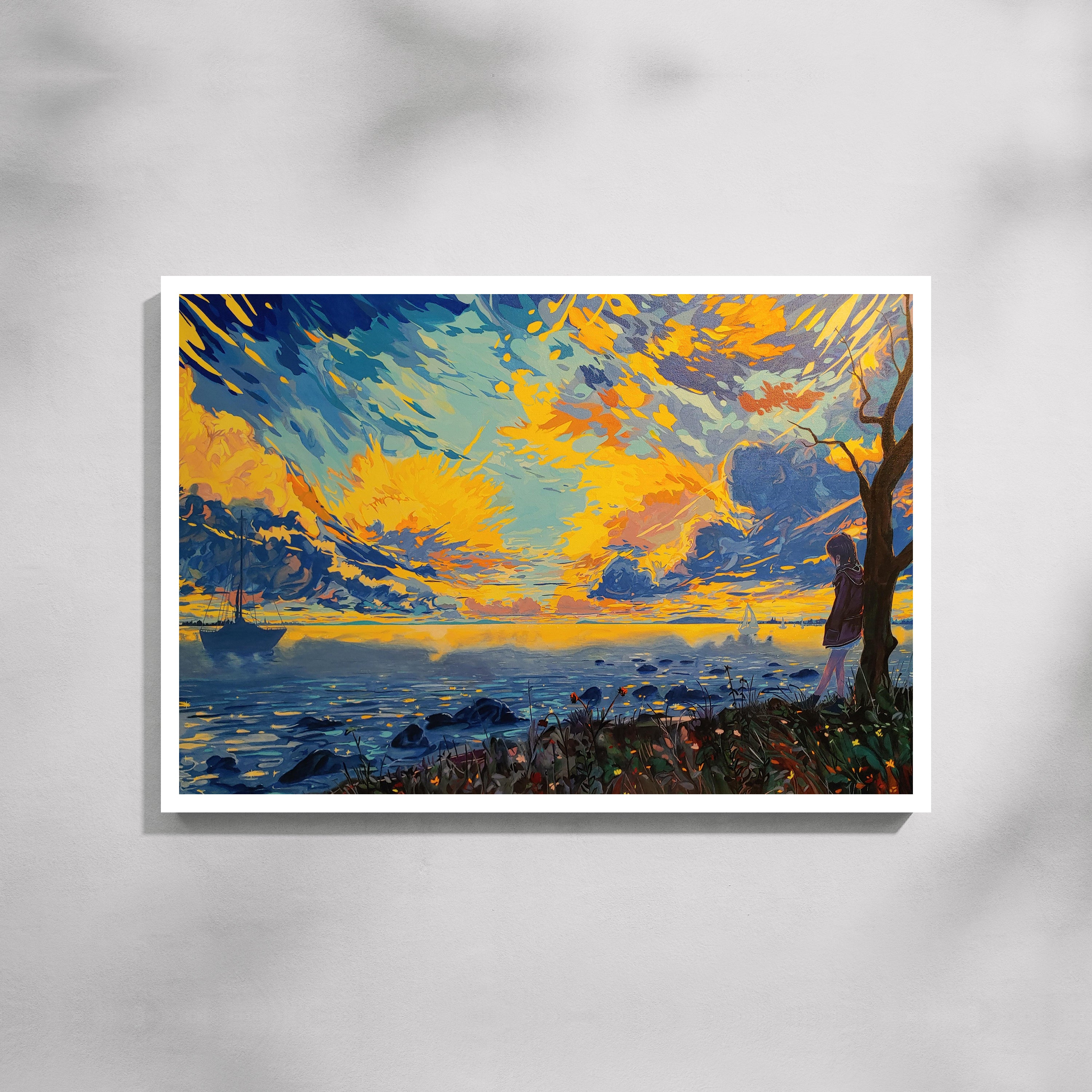 Where the Sky Listens Sunset Landscapes Art Canvas Painting