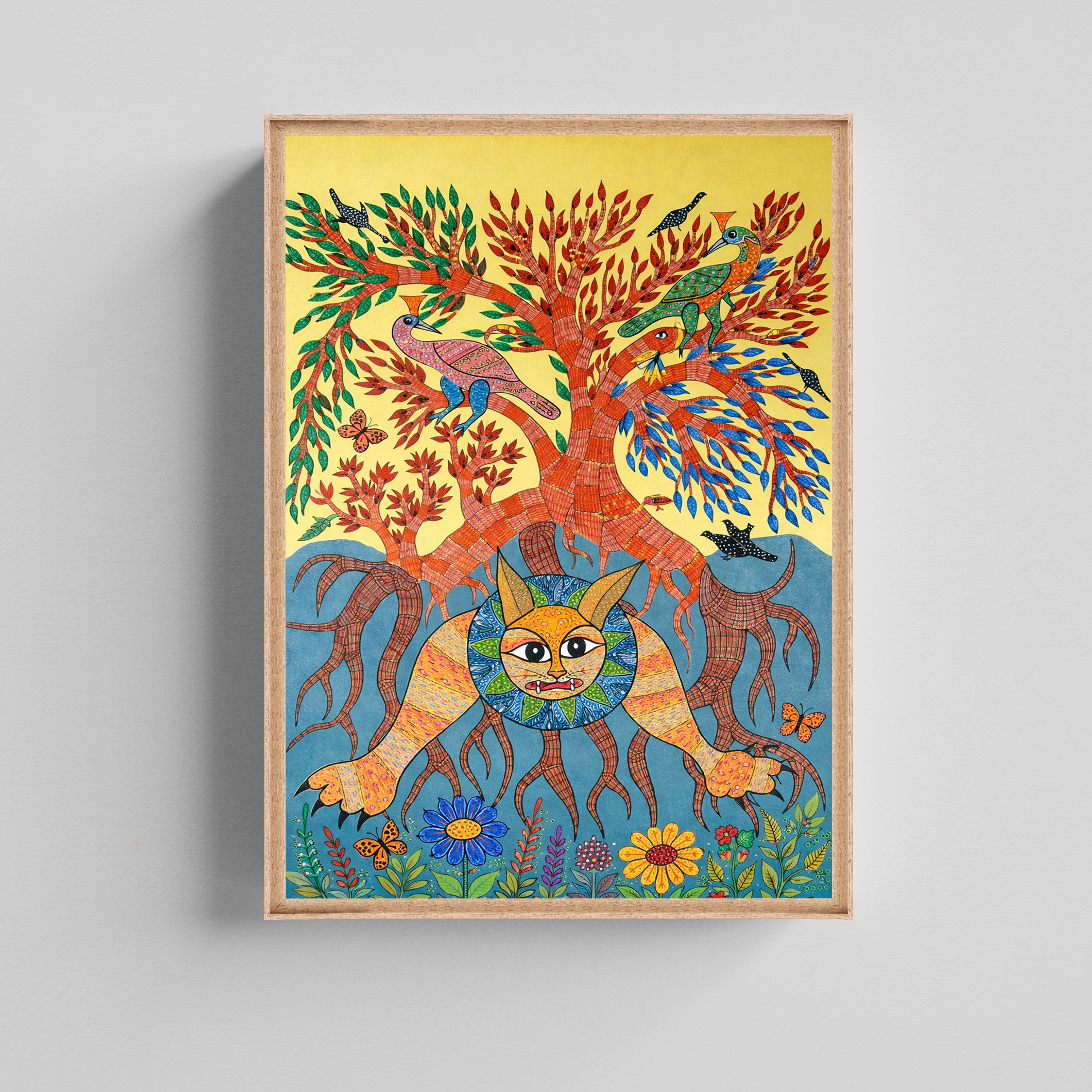 Mythical Tree Guardian Art Print Canvas Painting for Living Room