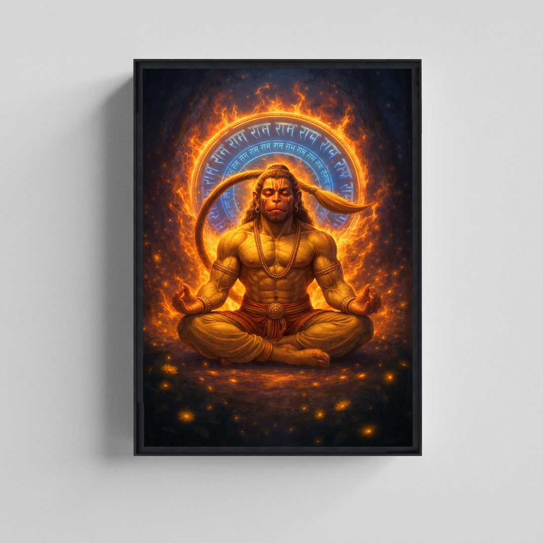 Meditating Lord Hanuman Canvas Painting