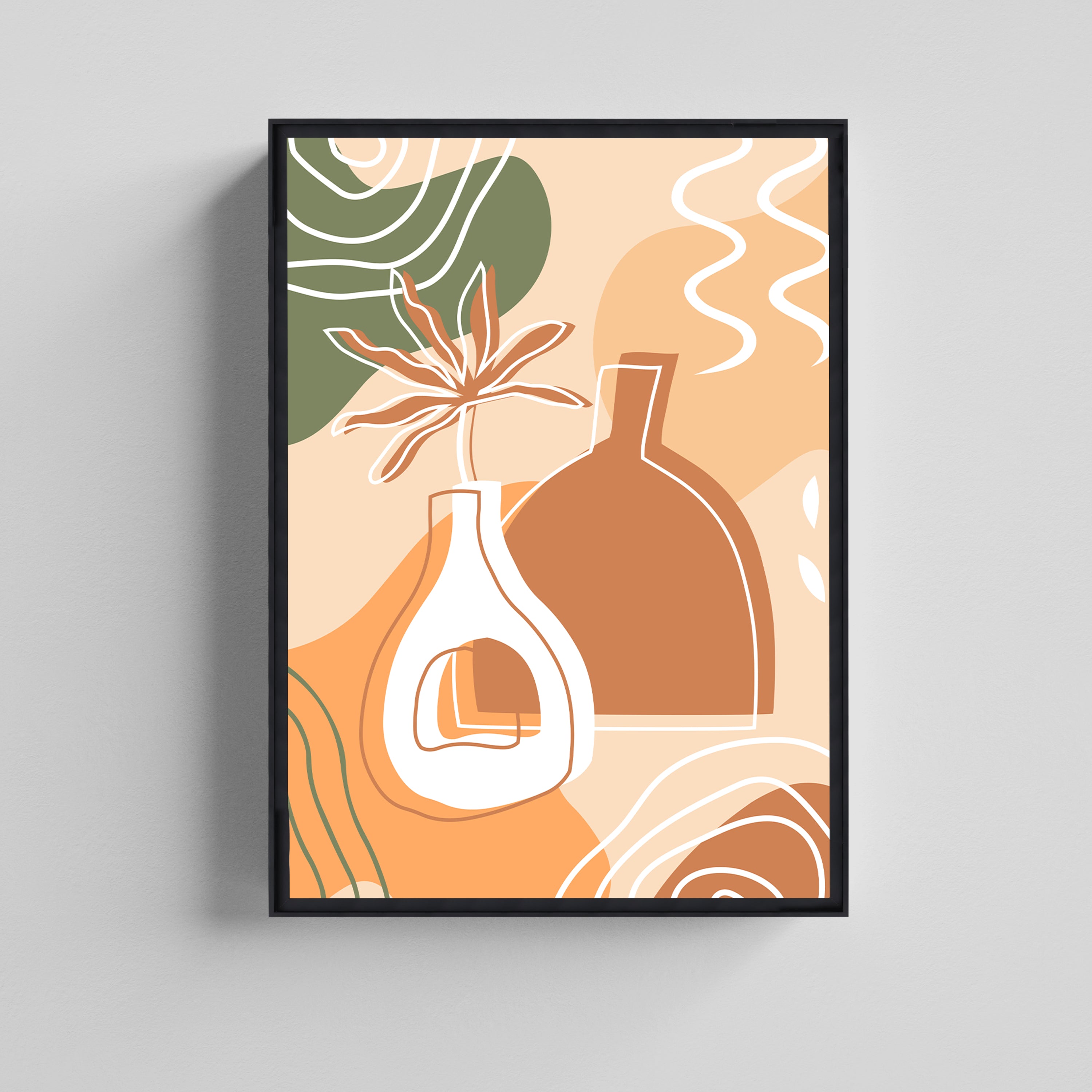 Abstract Vase Botanical Painting Canvas Boho Art