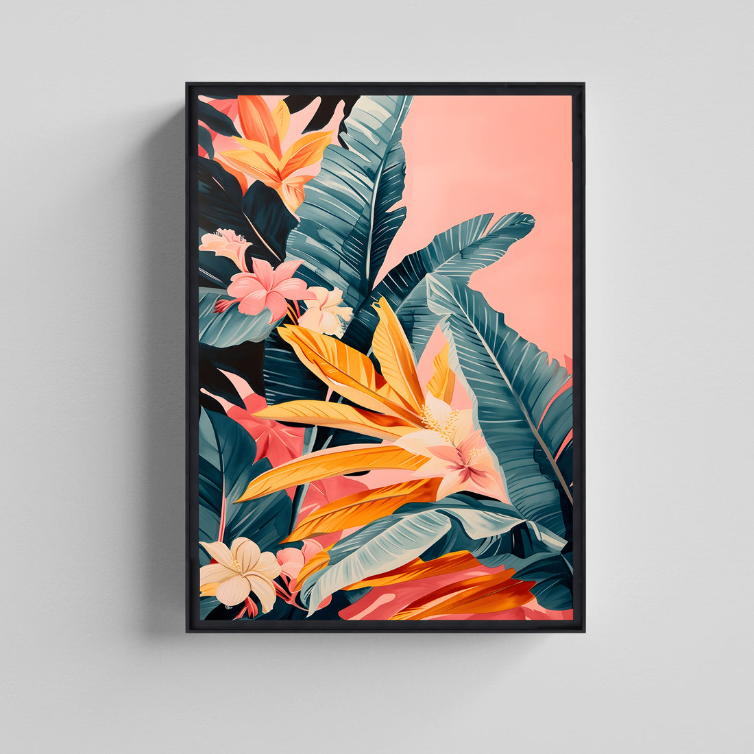 Modern Tropical Leaf Floral Art Canvas Painting