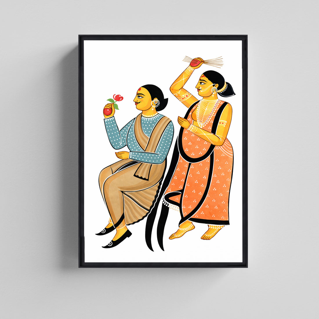 Traditional Bengali Women with SINdoor Kalighat Art Canvas Painting