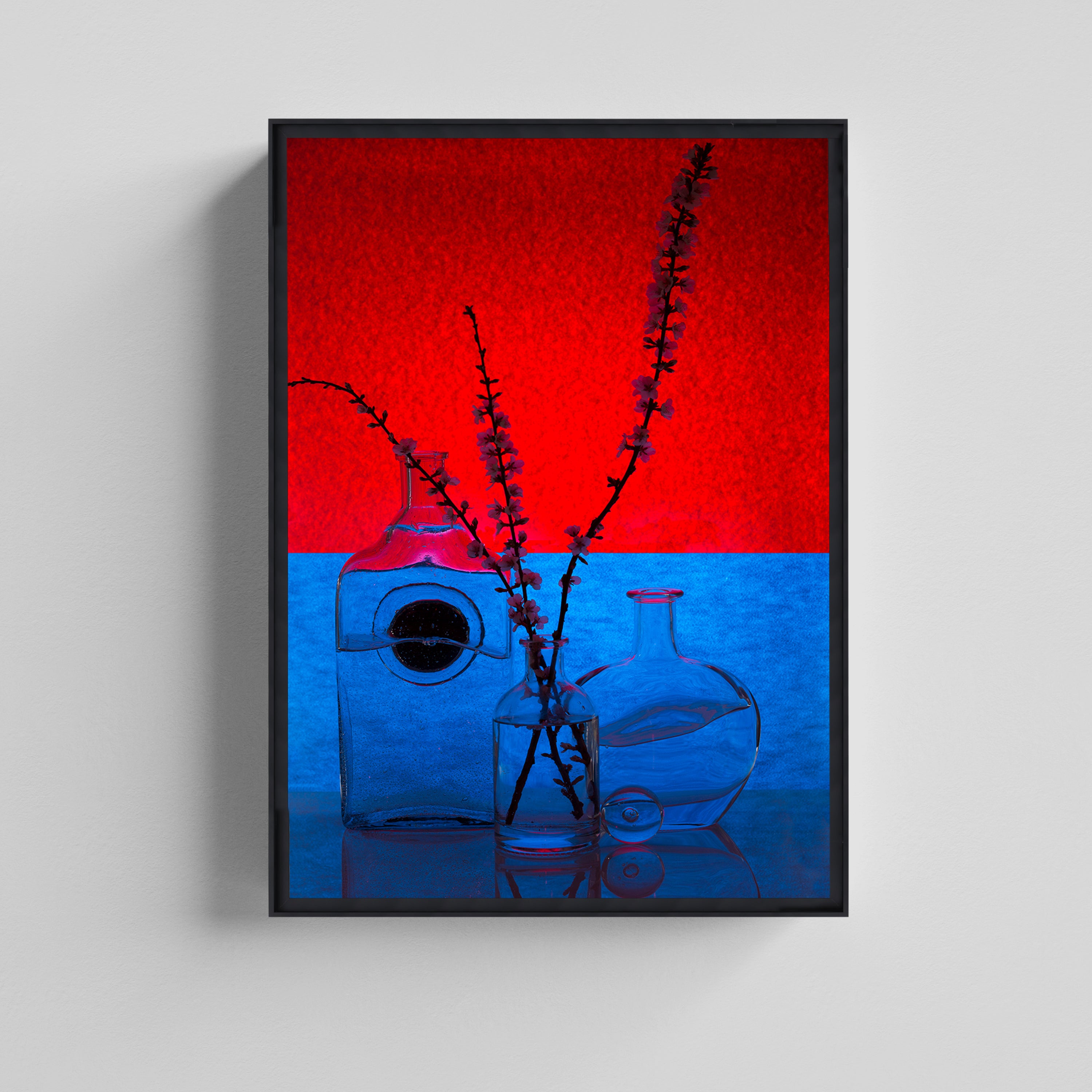 Crimson Stillness –  Floral Glass  Modern Wall Art Canvas