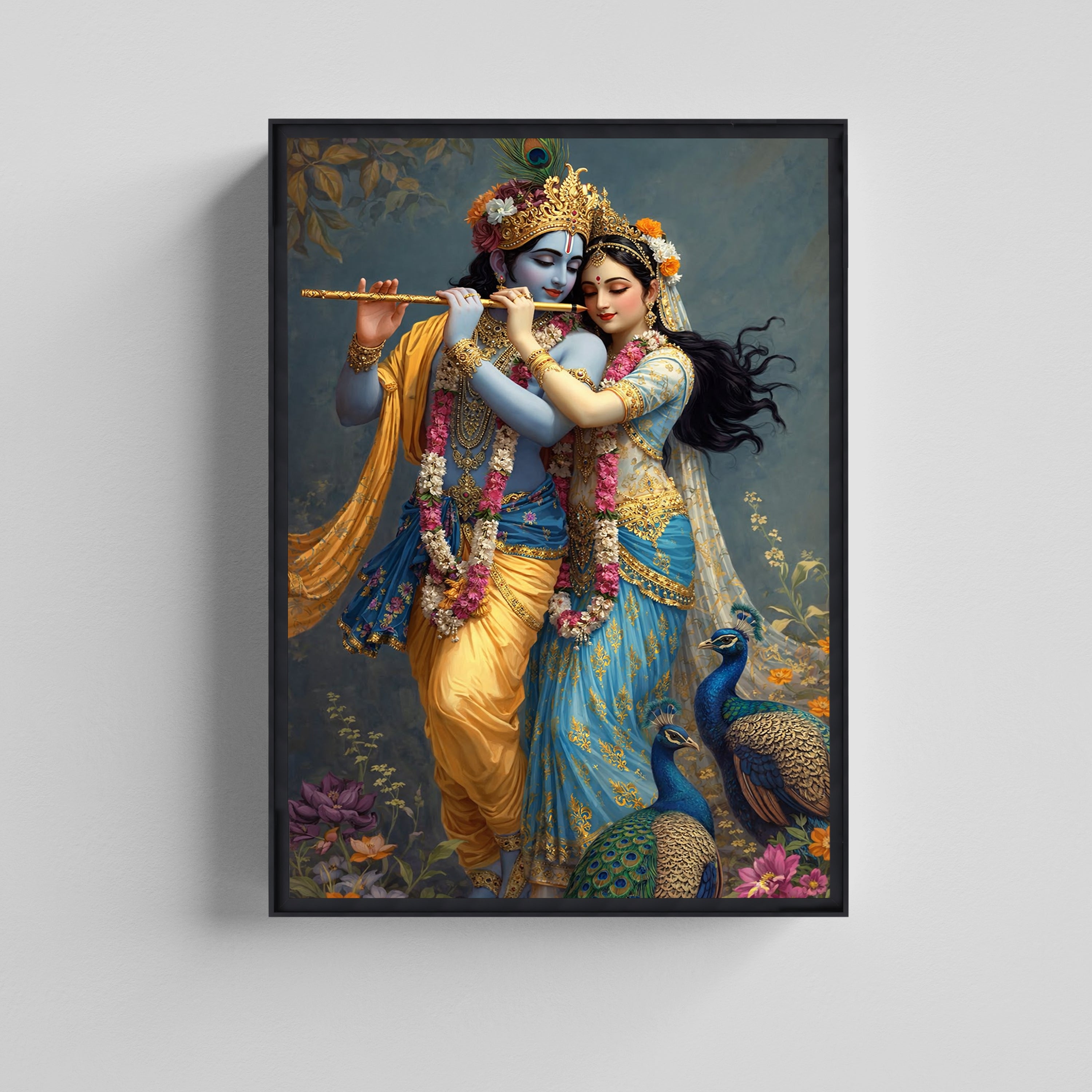 Radha Krishna Flute Canvas Painting