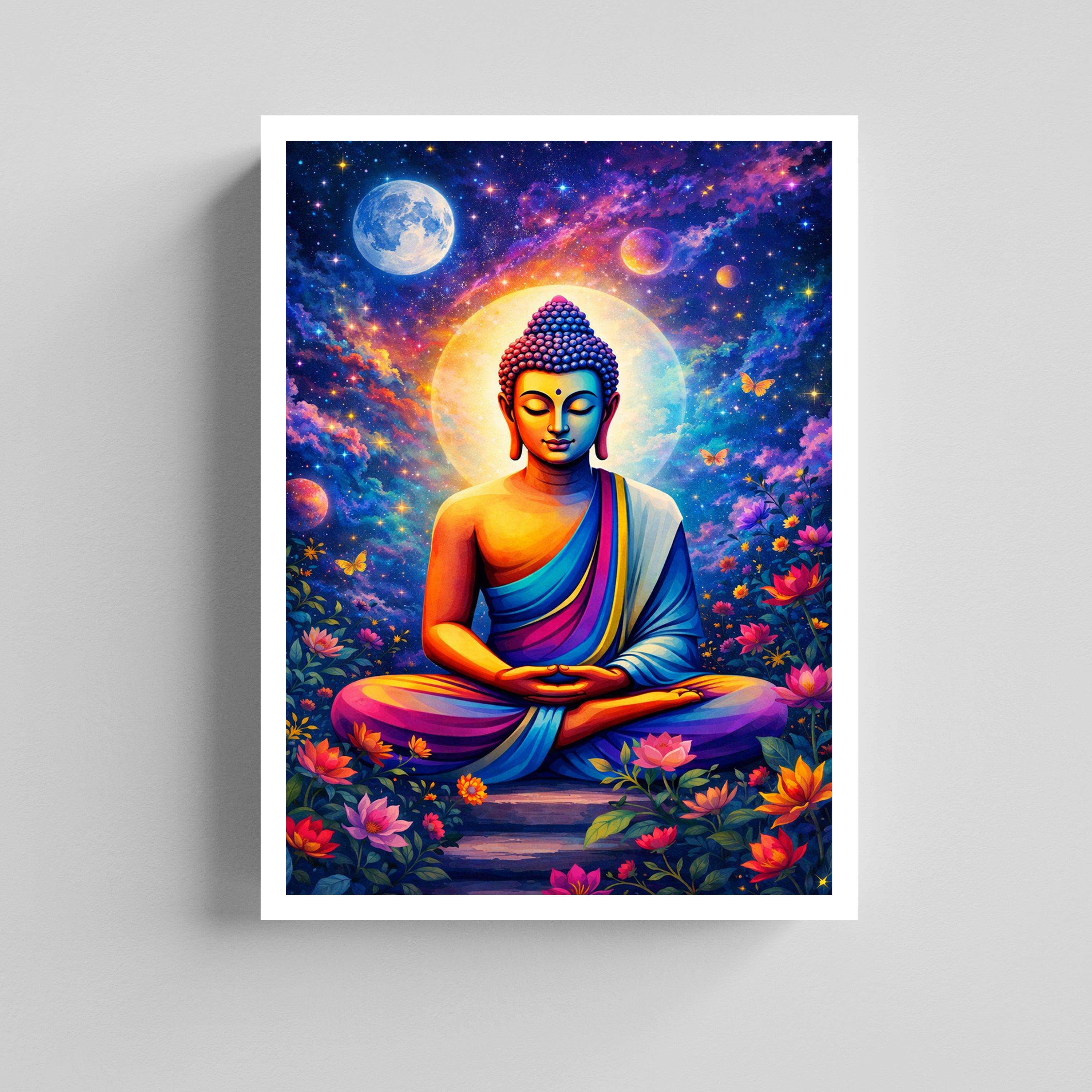 Cosmic Buddha Meditation Canvas Painting