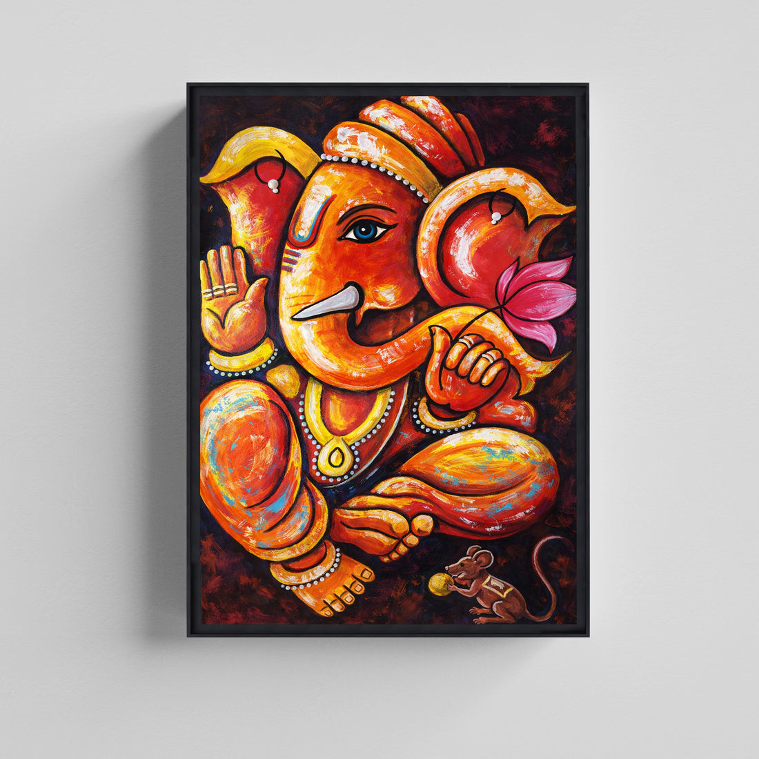 Vibrant Lord Ganesha Blessings Canvas Painting