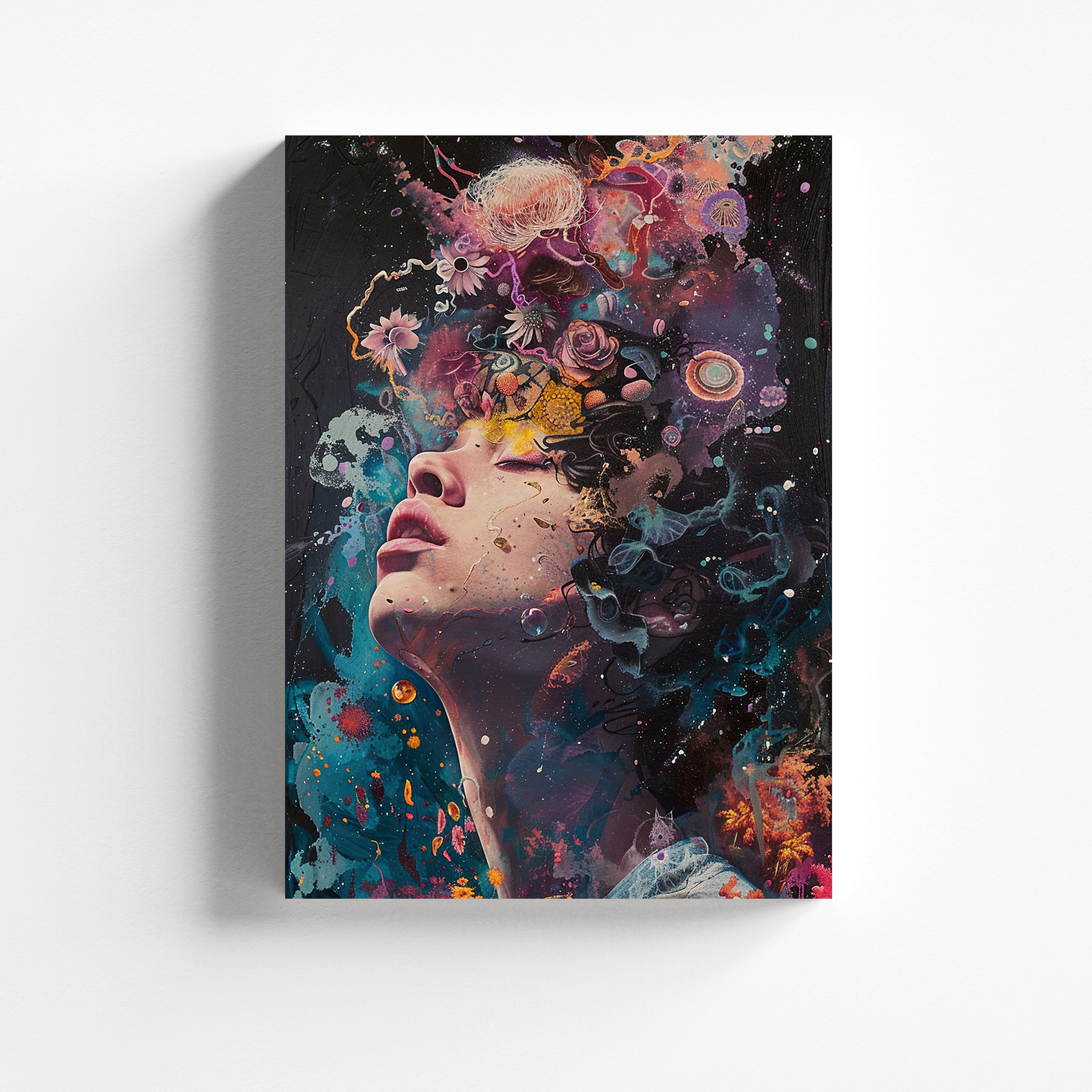Abstract Woman Portrait Canvas Painting – Dreamscape Pop Wall Art