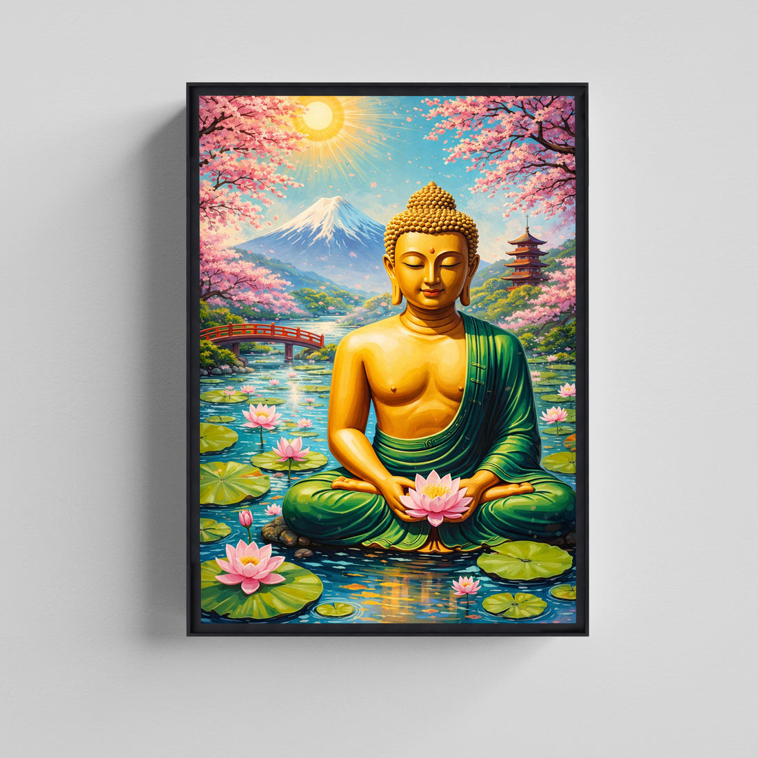Meditating Buddha Lotus Canvas Painting