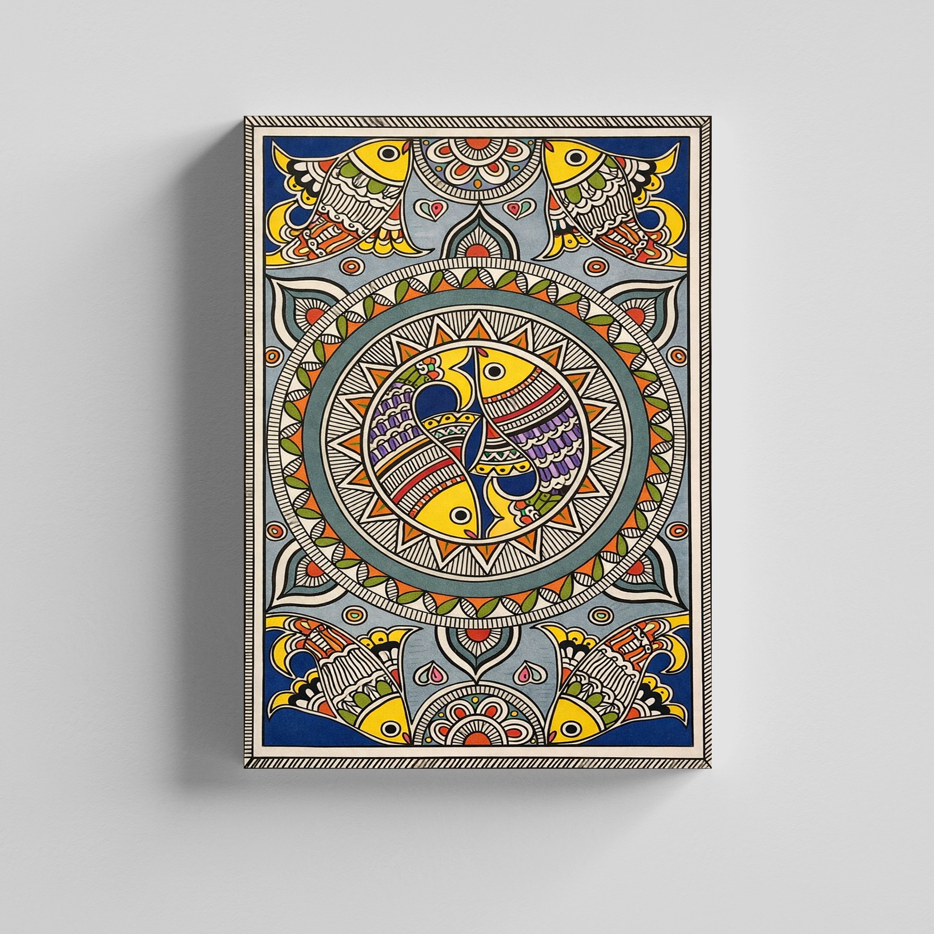 Mandala Art with Twin Birds Kalamkari Art Canvas Painting