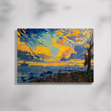 Where the Sky Listens Sunset Landscapes Art Canvas Painting