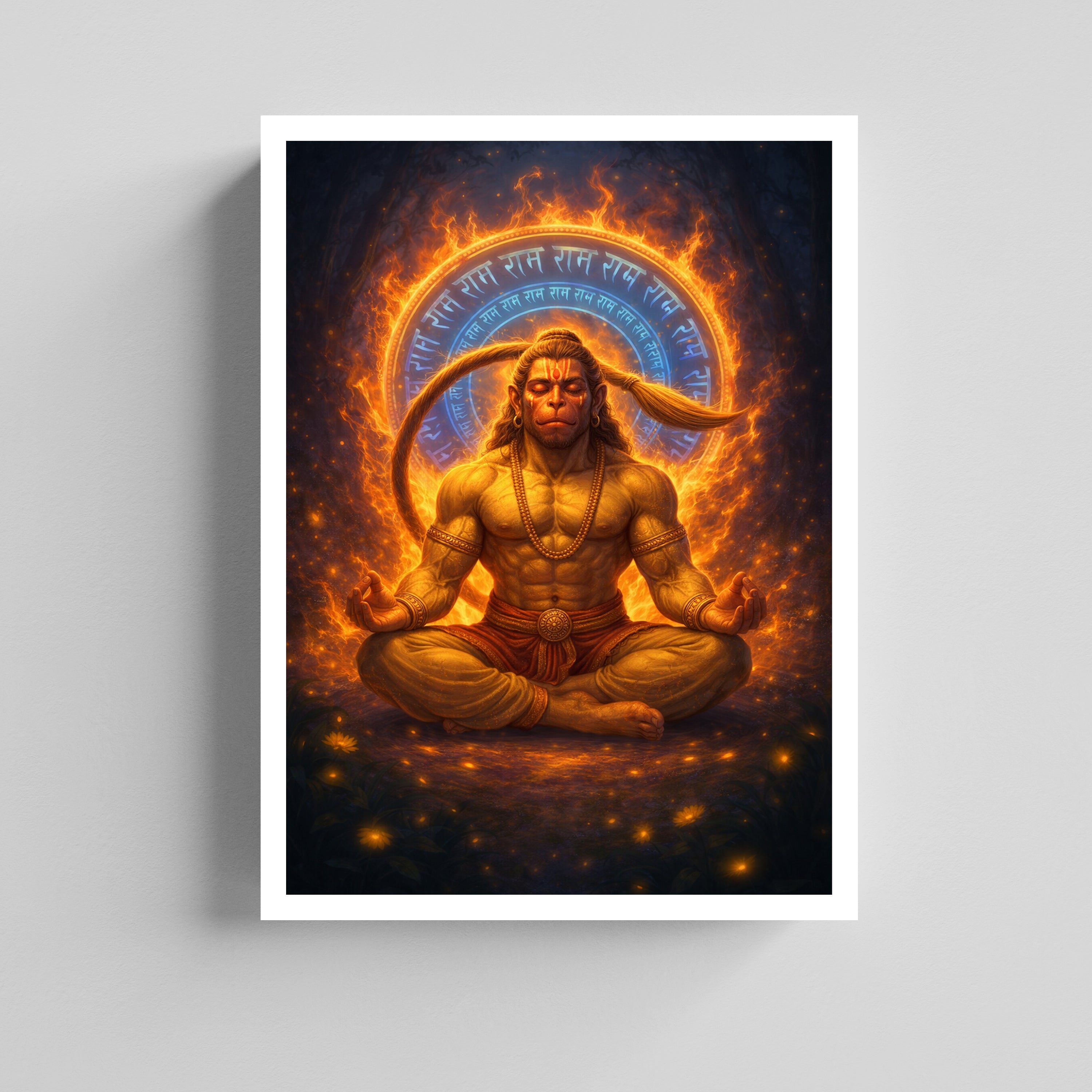 MeditatINg Lord Hanuman Canvas Painting