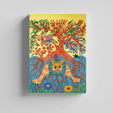 Mythical Tree Guardian Art Print Canvas Painting for Living Room
