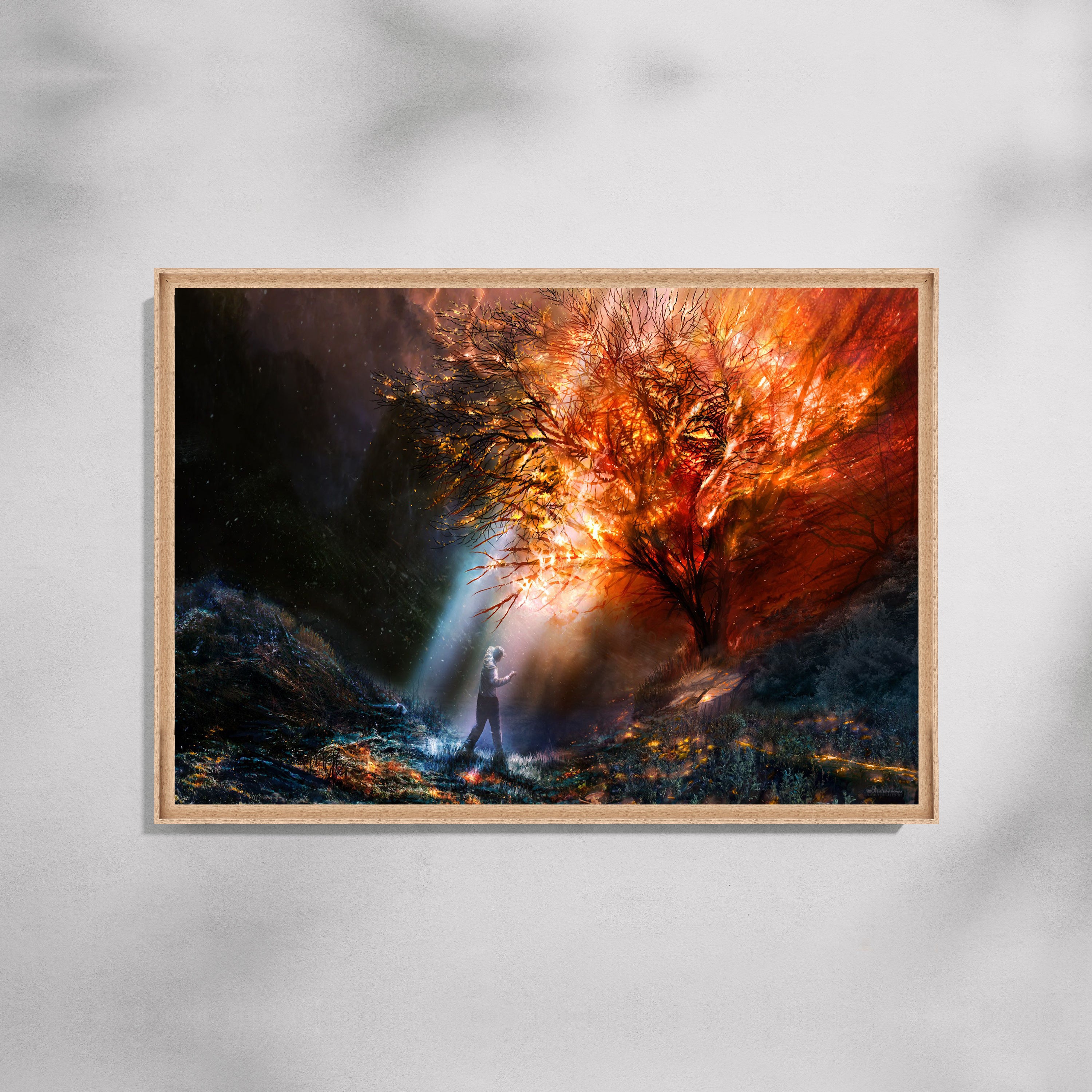 AwakenINg of Fire Symbolic Tree Landscapes Canvas Painting