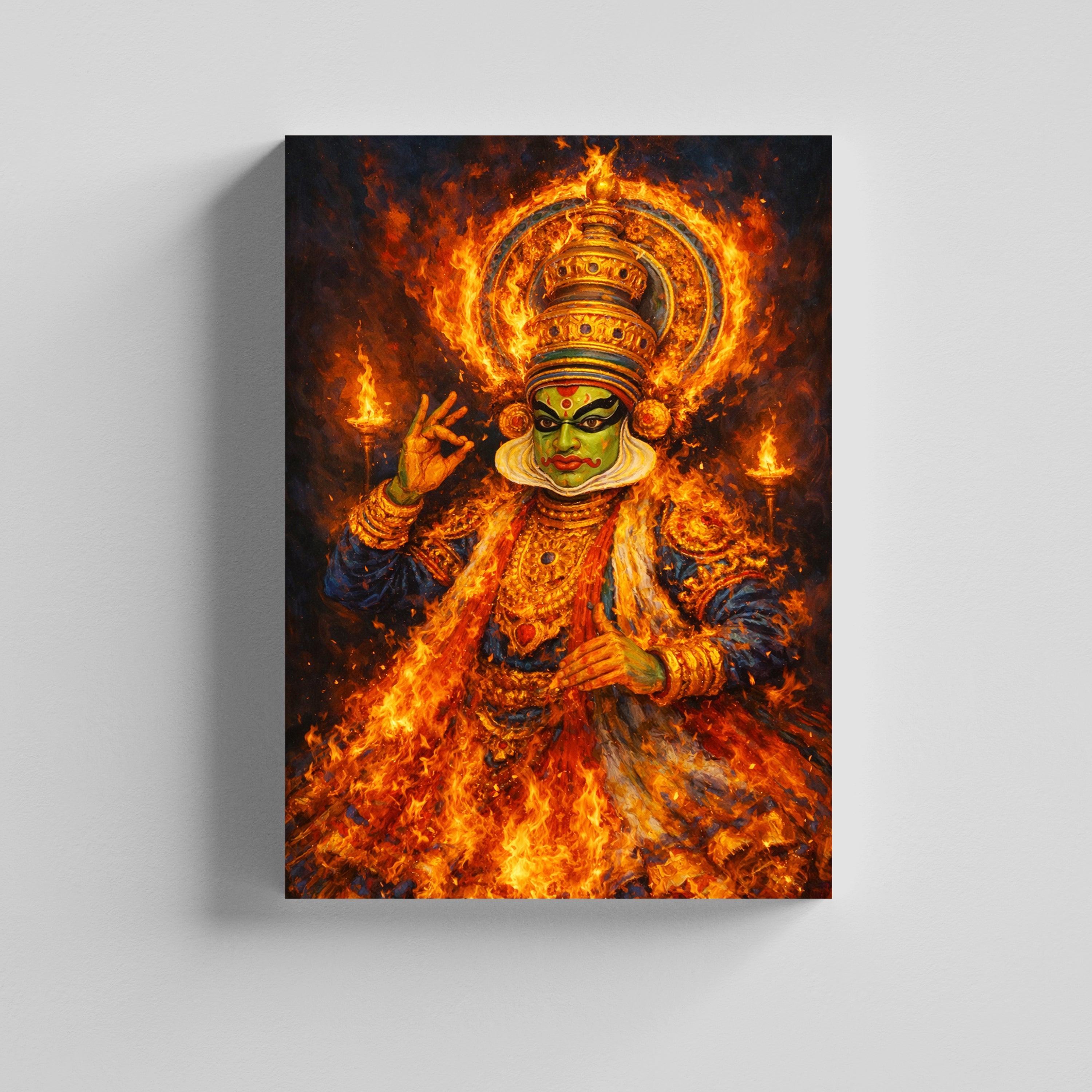 Divine Theyyam Fire God Canvas Painting